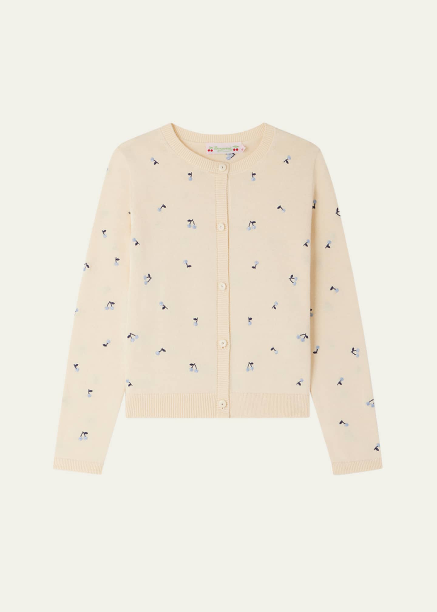 Bonpoint Girl's Cherry Embroidered Cardigan, Size 4-14 Image 1 of 3