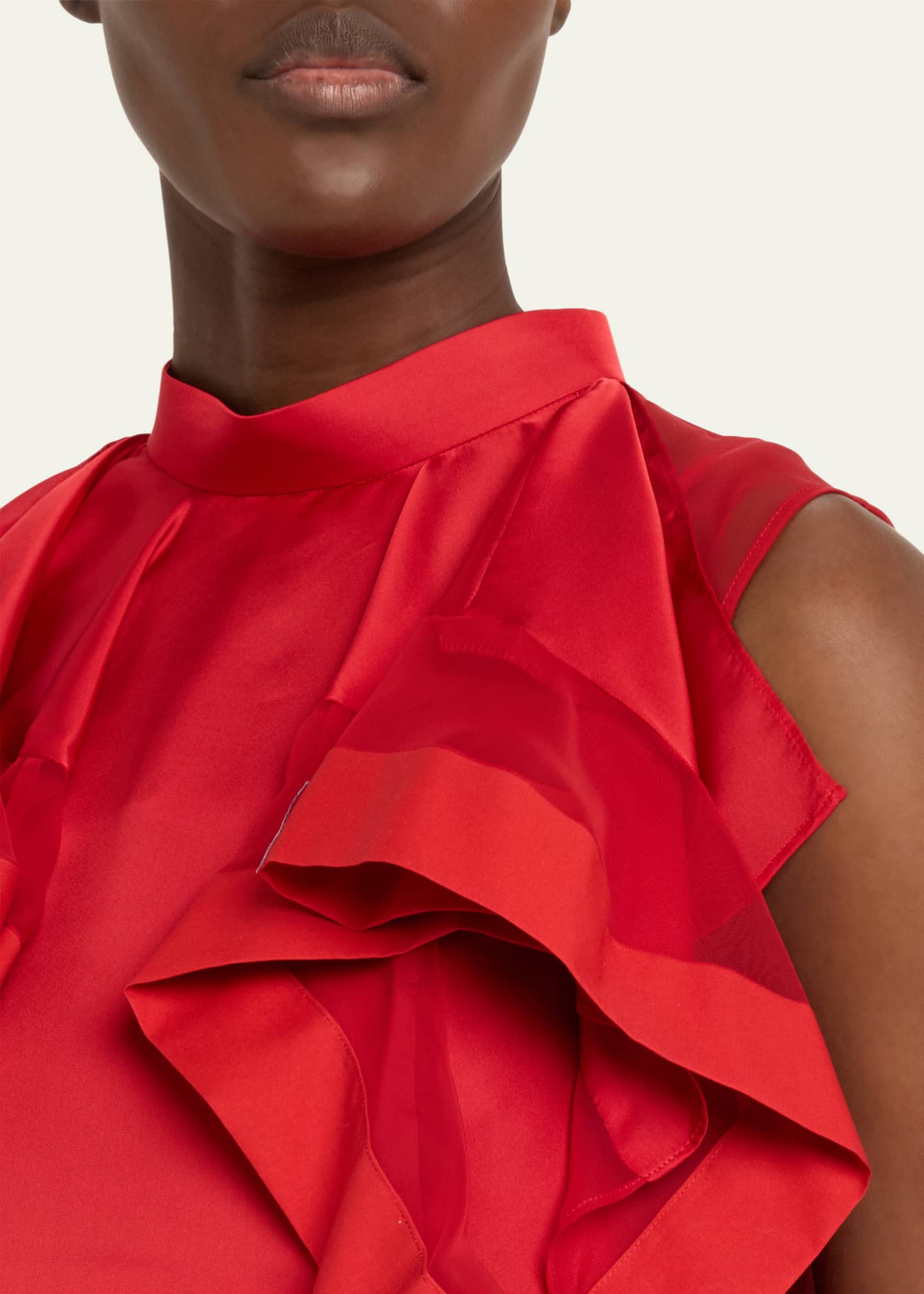 SACAI Ruffle Front Satin Maxi Dress Image 5 of 5