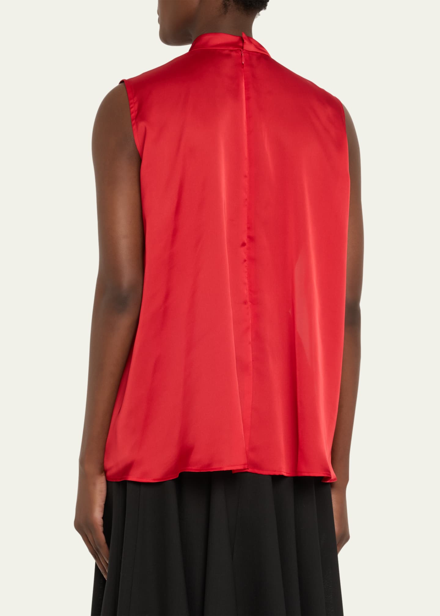 SACAI Ruffle High Neck Satin Chiffon Blouse Image 3 of 5