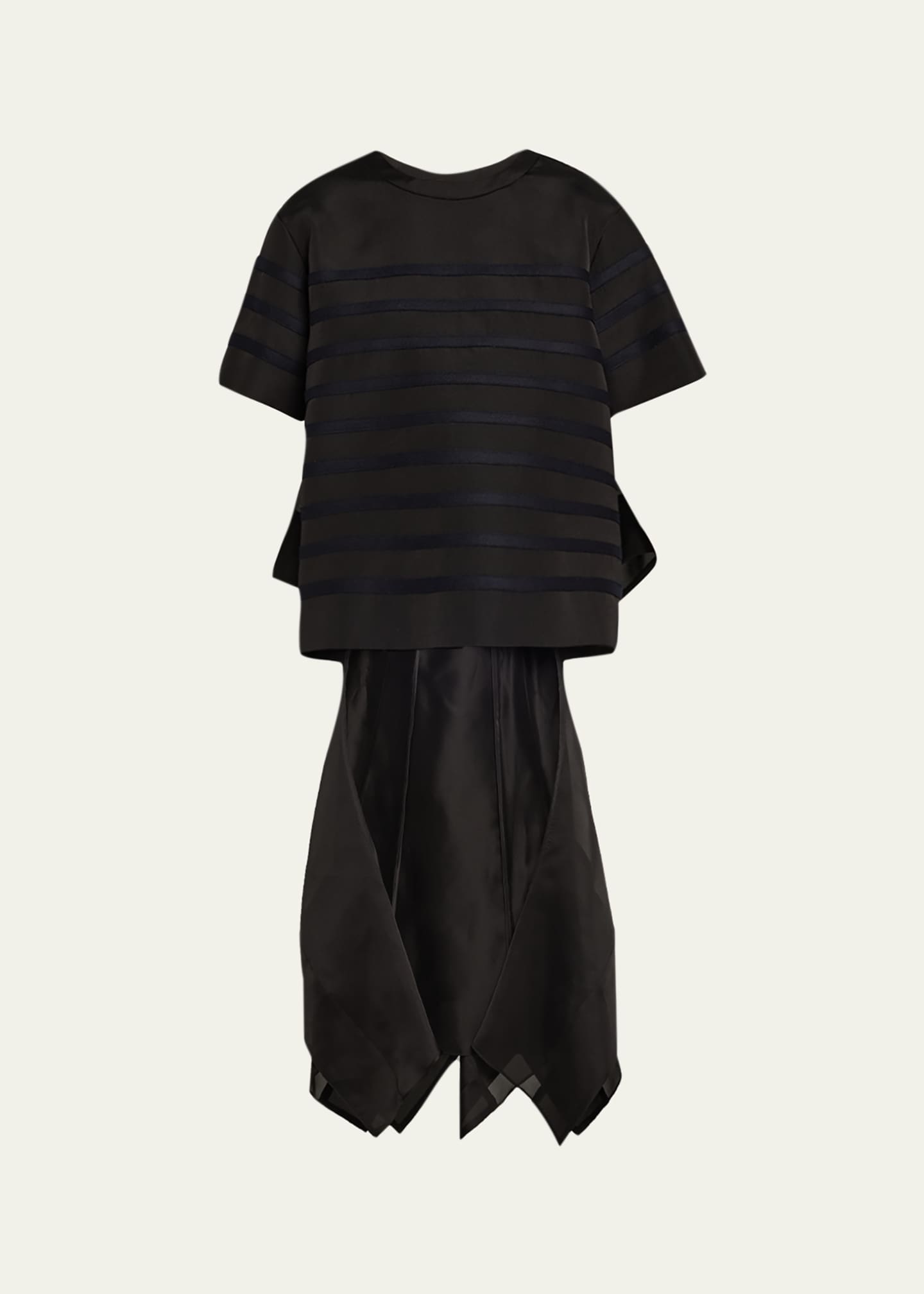 SACAI Striped Open-Back Organza Ruffle Top Image 1 of 5