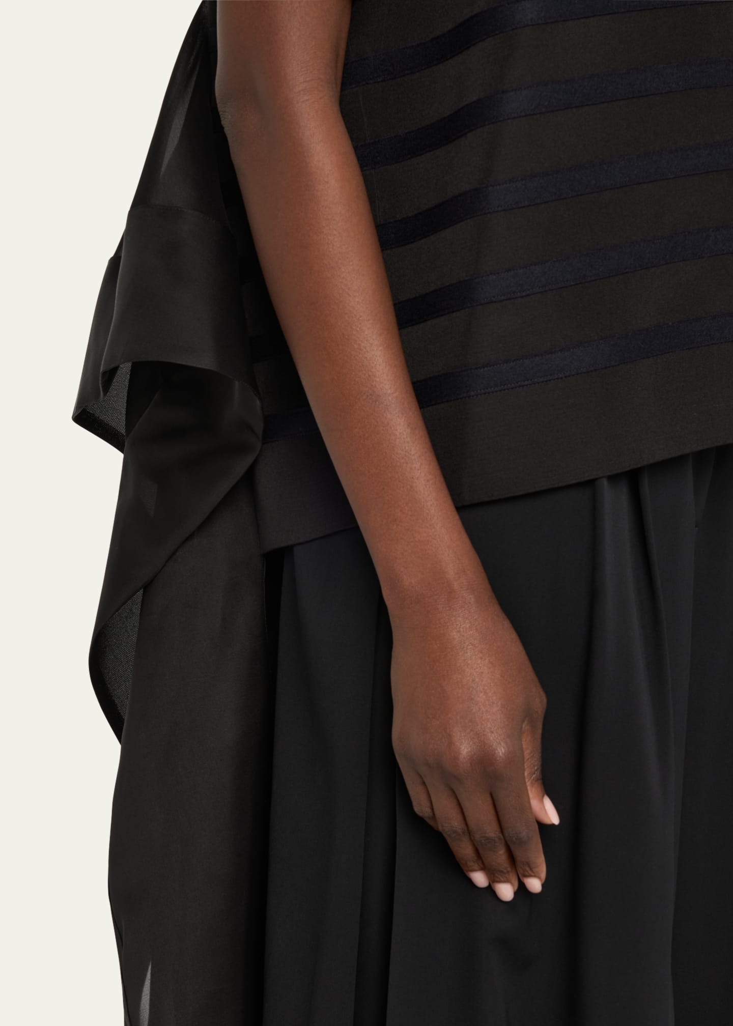 SACAI Striped Open-Back Organza Ruffle Top Image 5 of 5