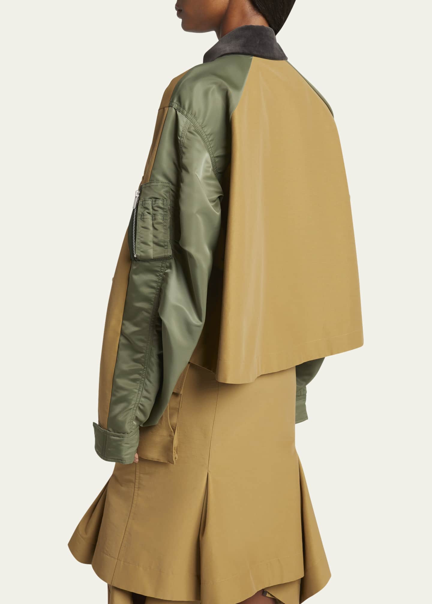 SACAI Hybrid Cargo Pocket Contrast Collar Utility Jacket Image 3 of 5