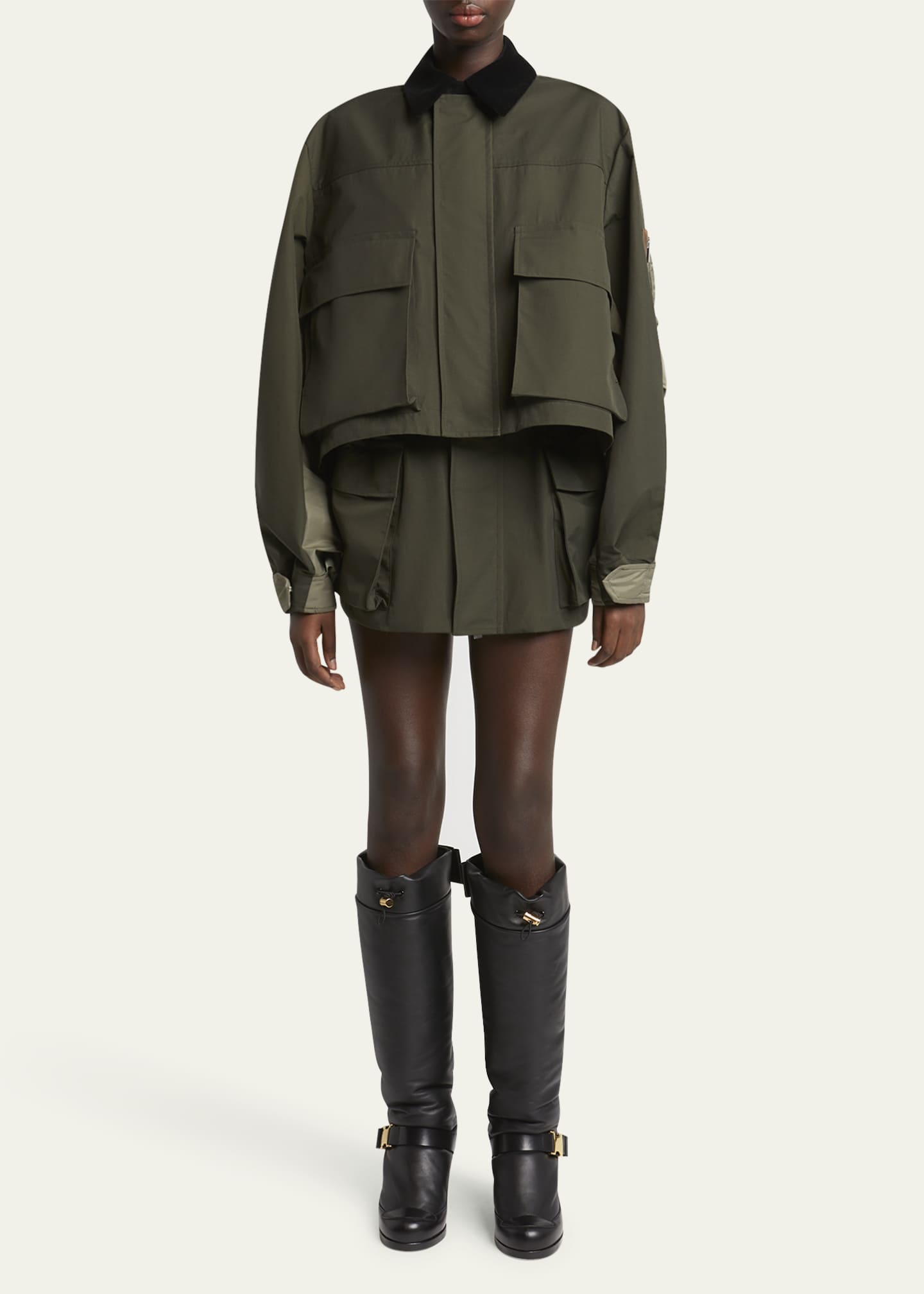 SACAI Hybrid Cargo Pocket Contrast Collar Utility Jacket Image 2 of 5