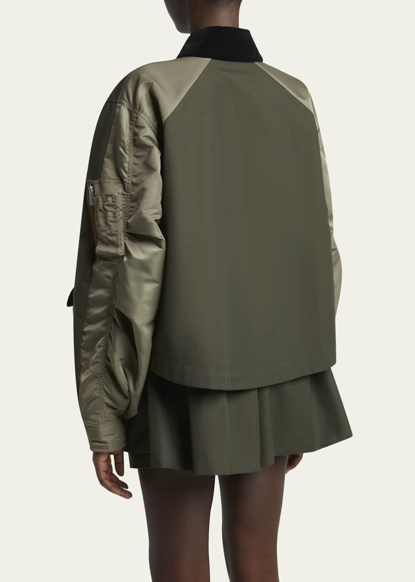 SACAI Hybrid Cargo Pocket Contrast Collar Utility Jacket Image 3 of 5