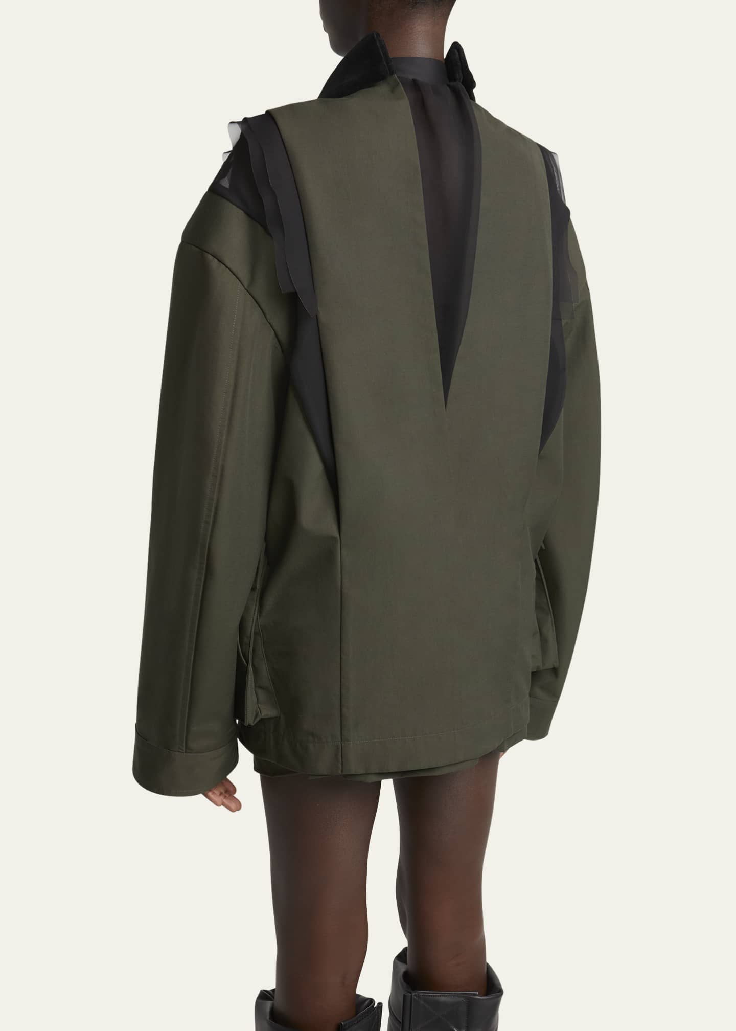 SACAI Sheer Insert Grosgrain Cargo Pocket Utility Jacket Image 3 of 5