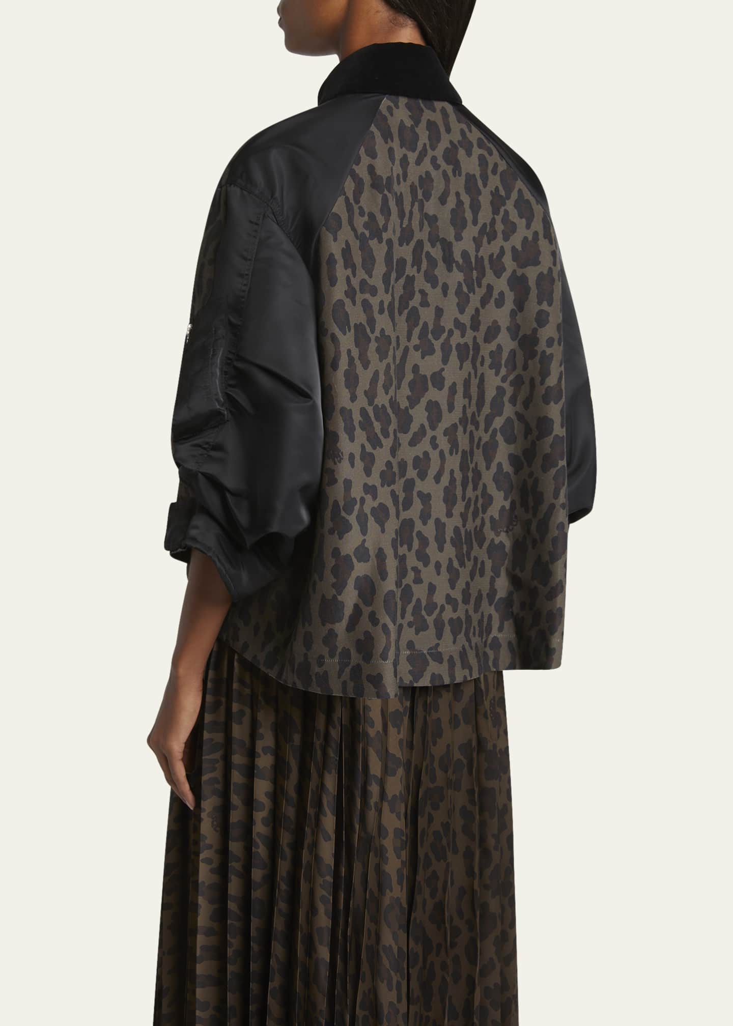 SACAI Hybrid Leopard Three-Quarter Sleeve Jacket Image 3 of 5
