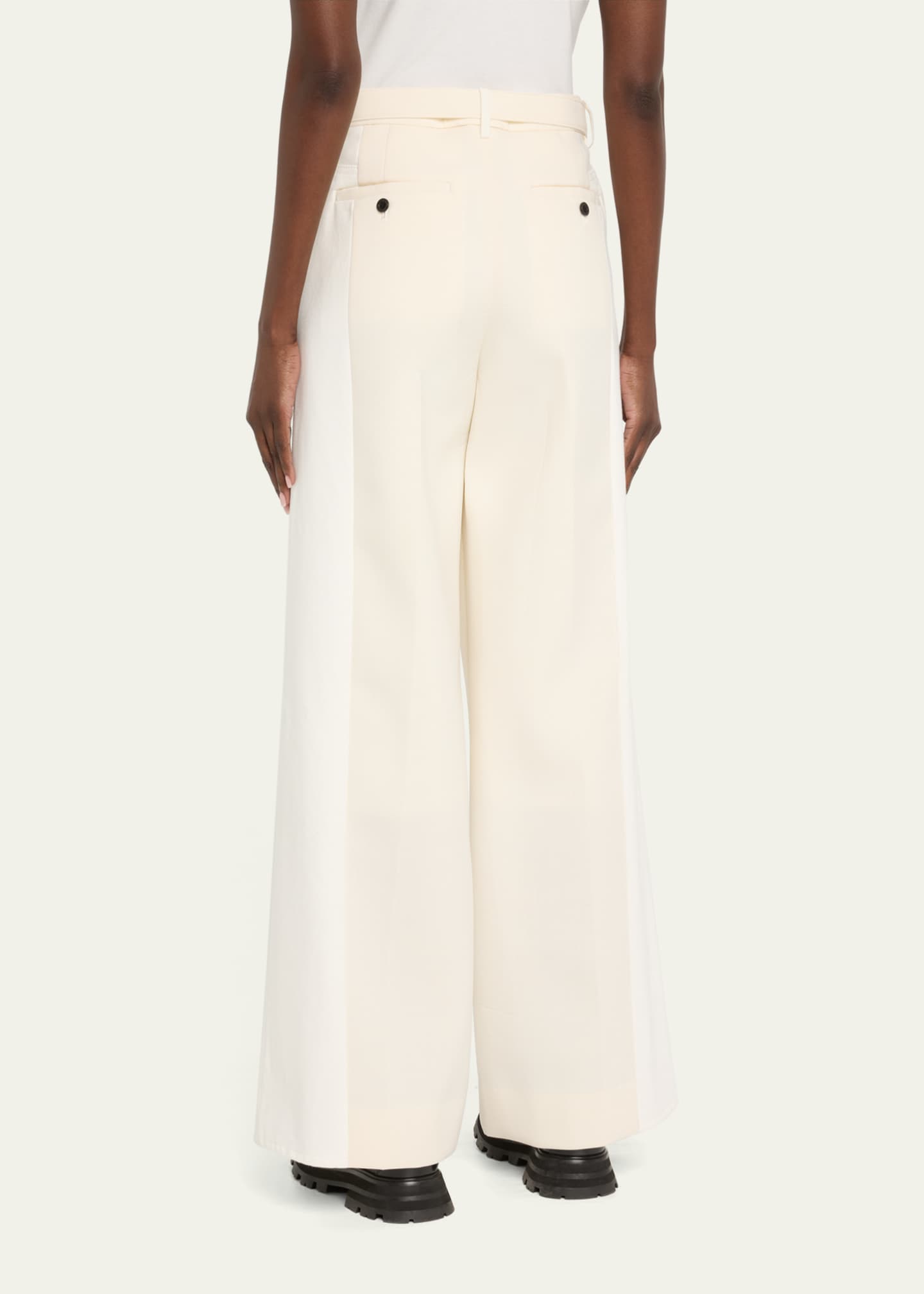 SACAI Hybrid Belted Suiting Denim Trousers - Bergdorf Goodman