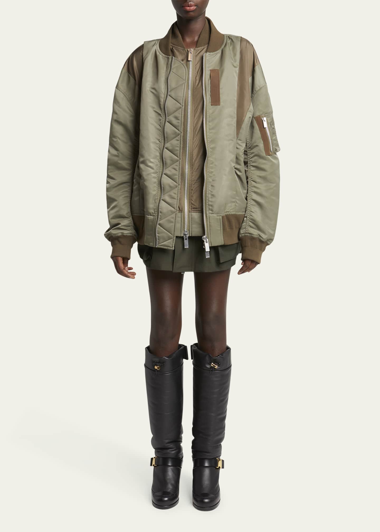 SACAI Grosgrain Insert Nylon Bomber Jacket Image 2 of 5