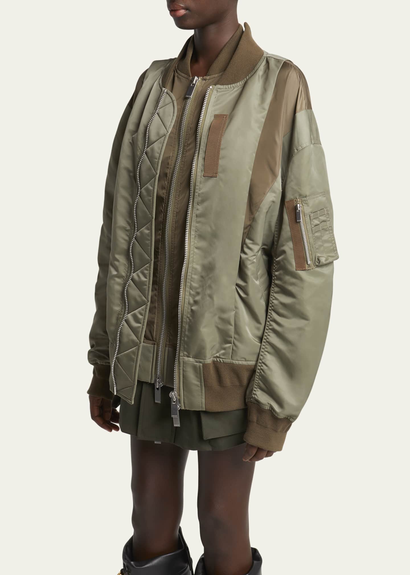 SACAI Grosgrain Insert Nylon Bomber Jacket Image 4 of 5