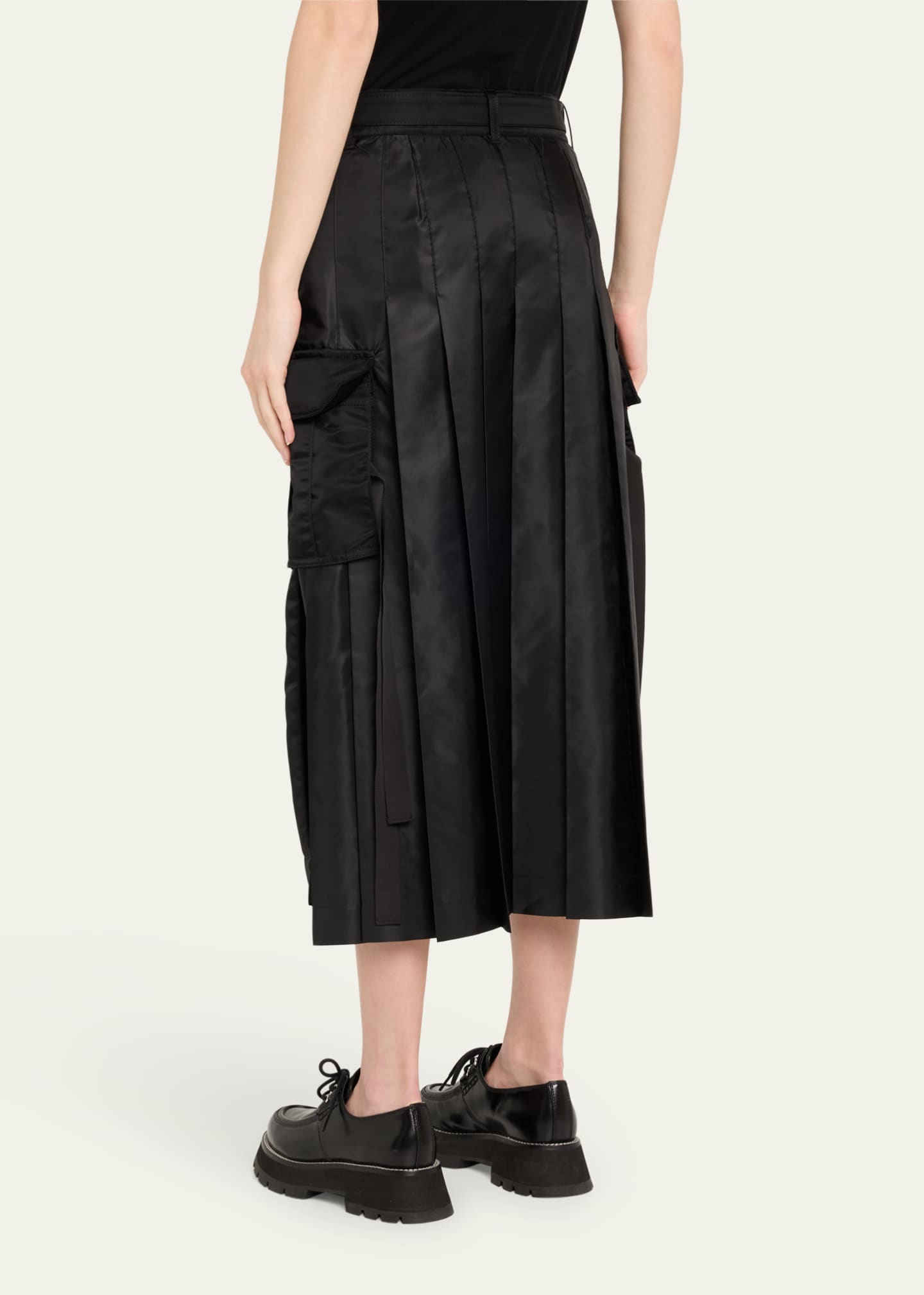 SACAI Nylon-Twill Pleated Midi Cargo Skirt - Bergdorf Goodman