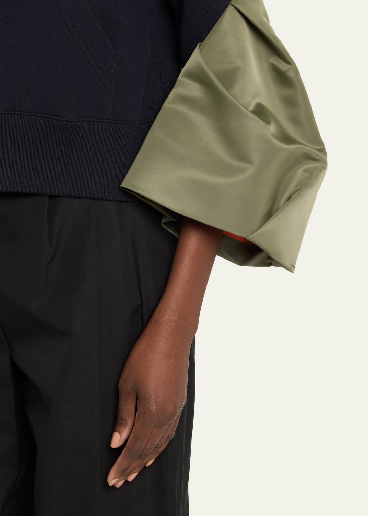 SACAI Zip-Up Hoodie with Nylon Sleeves Image 5 of 5