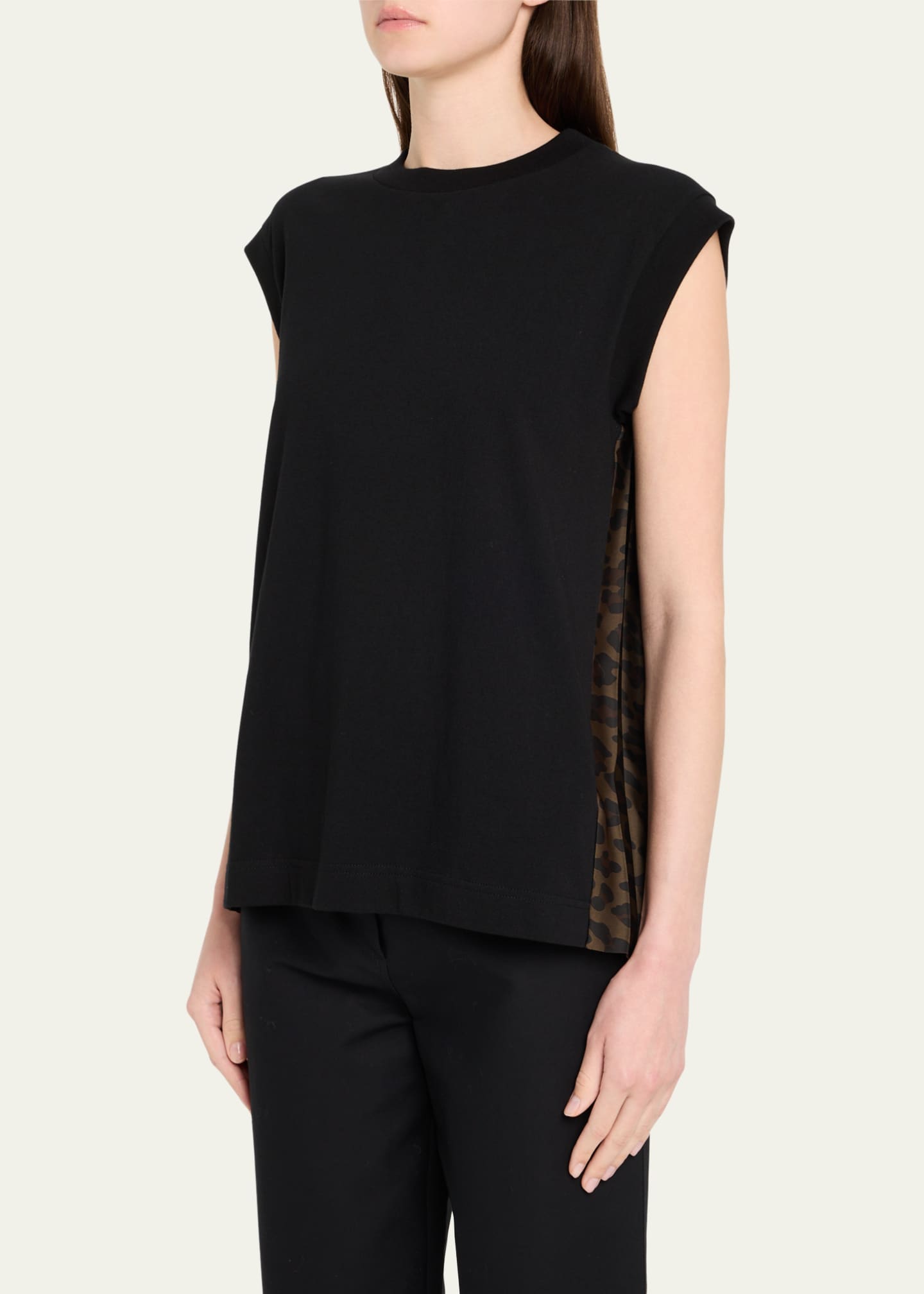 Leopard Pleated Back Muscle Tee - Thumbnail 4