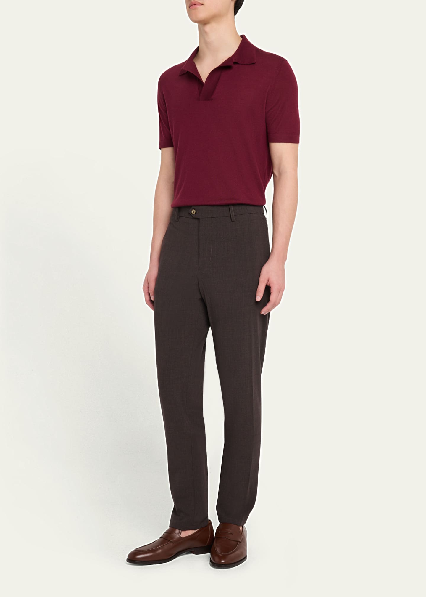 Marco Pescarolo Men's Super 160s Wool Crepe Trousers Image 2 of 5