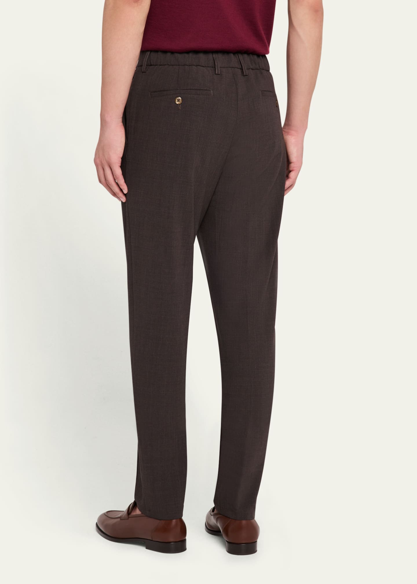 Marco Pescarolo Men's Super 160s Wool Crepe Trousers Image 3 of 5