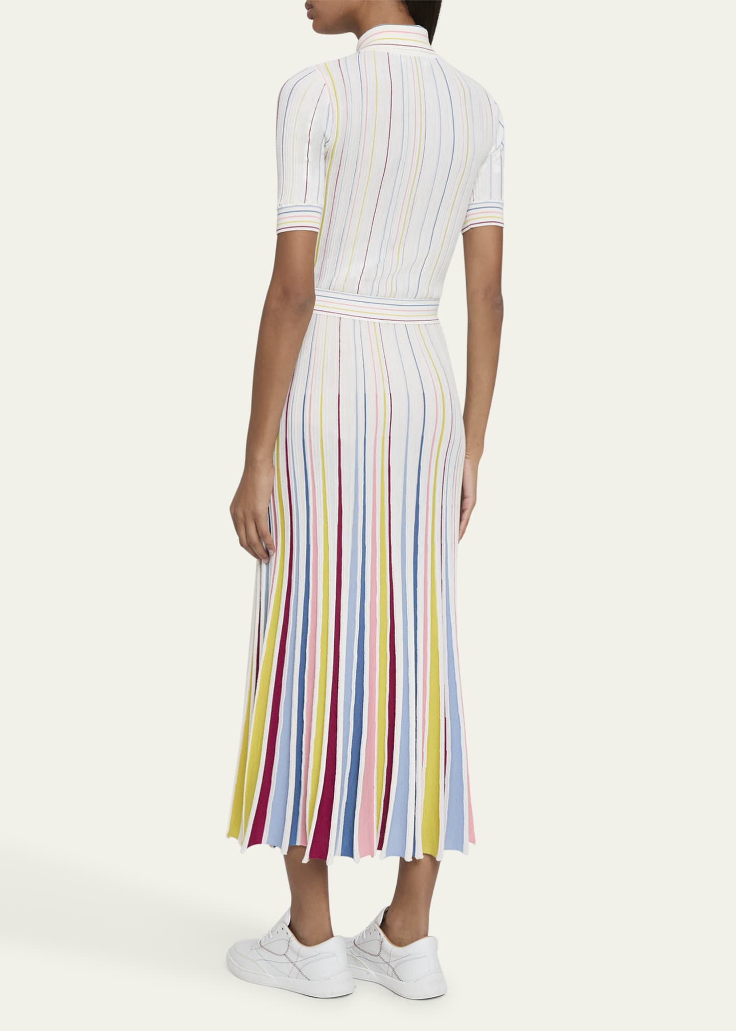 Gabriela Hearst Calypso Pinstripe Pleated Merino Wool Dress Image 3 of 5