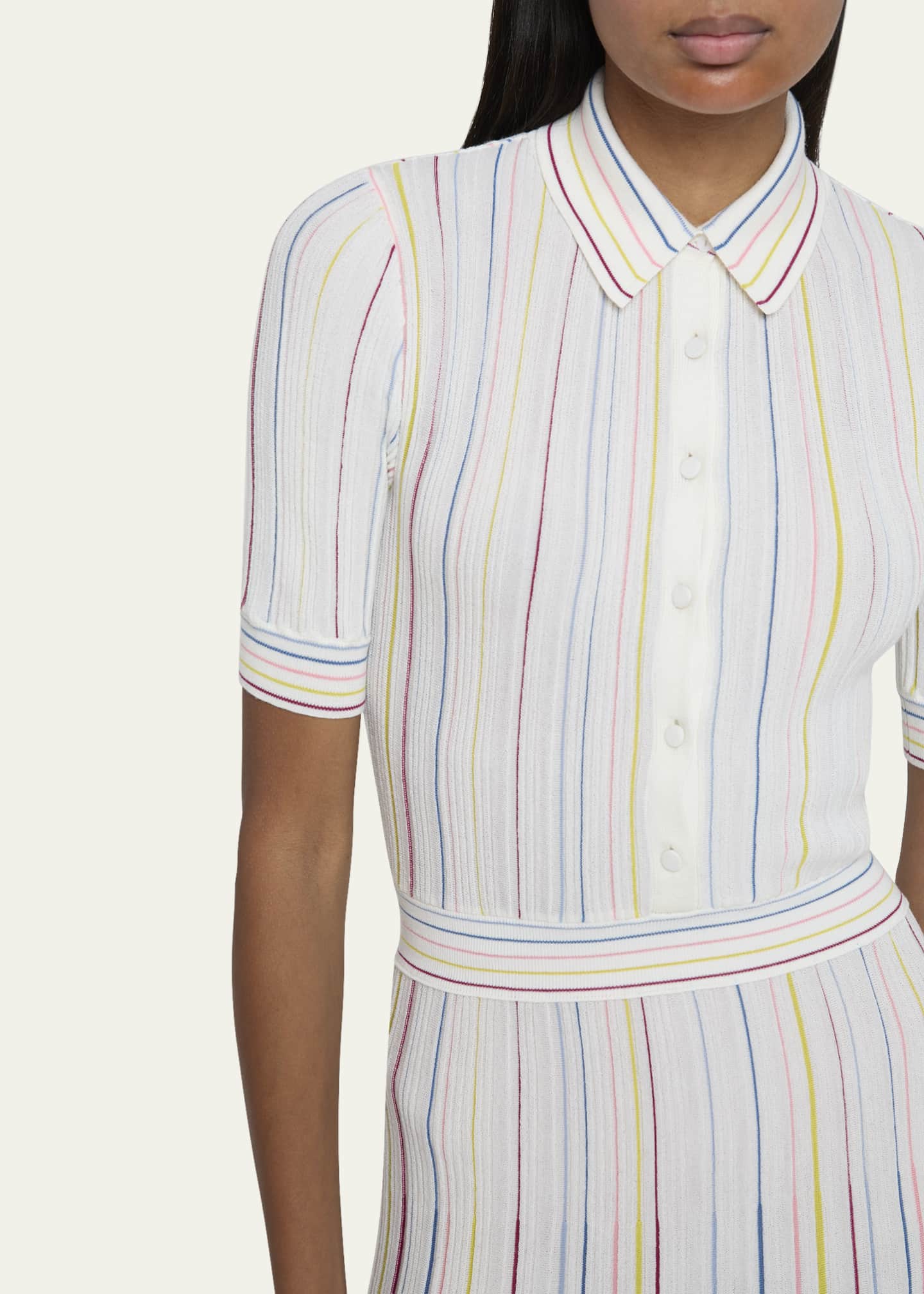 Gabriela Hearst Calypso Pinstripe Pleated Merino Wool Dress Image 5 of 5