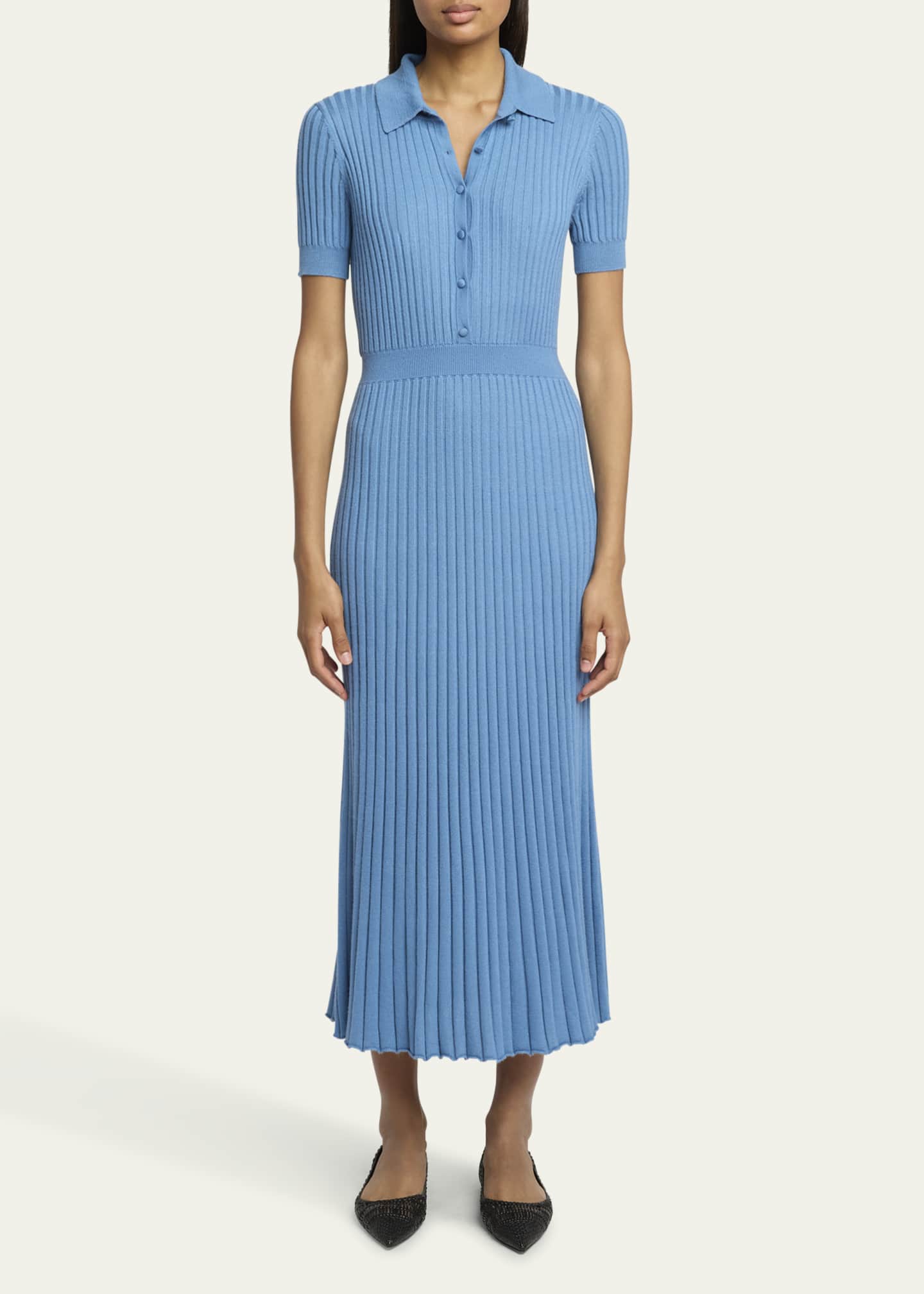 Gabriela Hearst Amor Ribbed Cashmere Midi Dress Image 2 of 5
