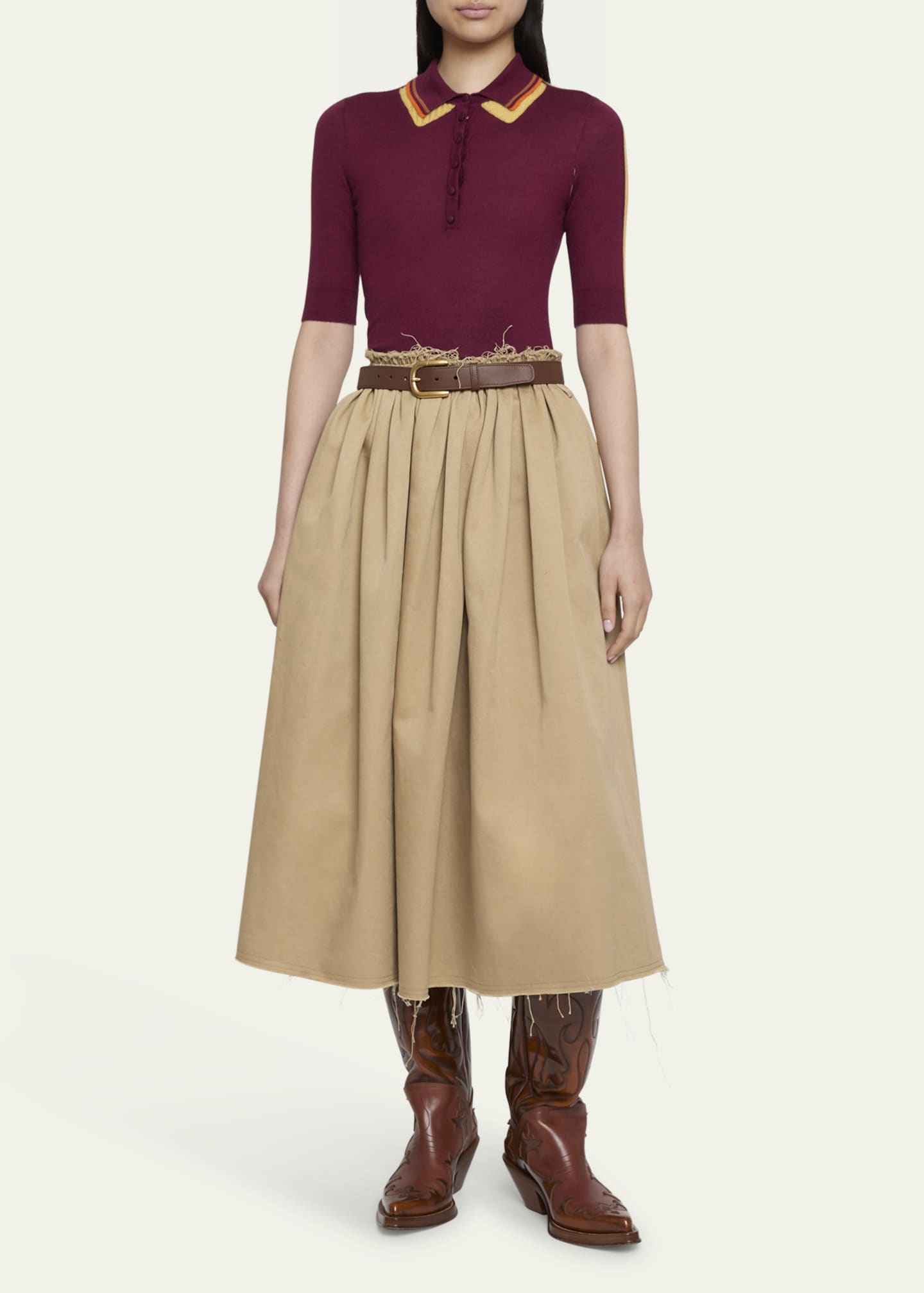 Gabriela Hearst Wendelyn Cashmere-Silk Polo Top Image 2 of 5