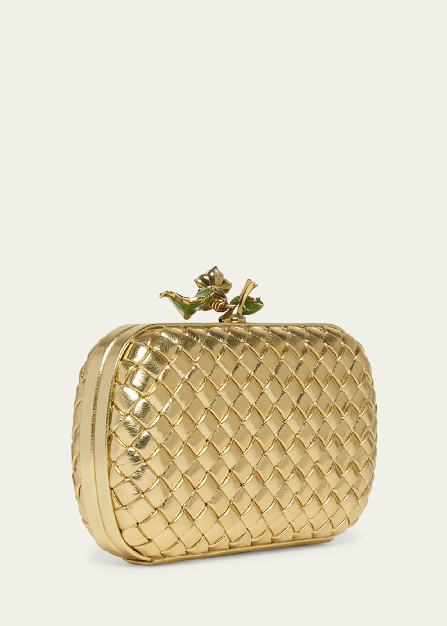 Bottega Veneta Knot Flower Metallic Leather Minaudiere Image 3 of 6