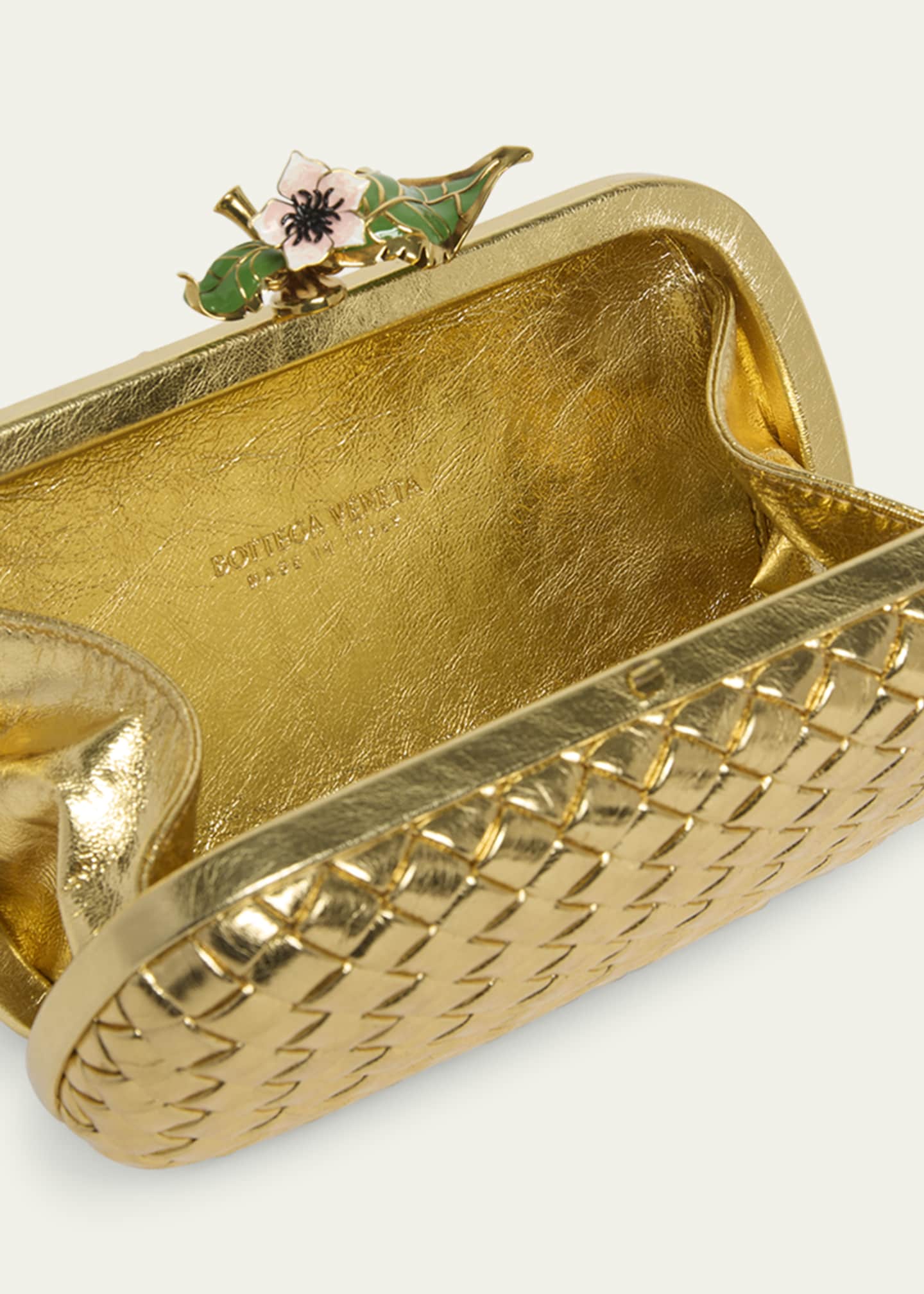 Bottega Veneta Knot Flower Metallic Leather Minaudiere Image 4 of 6