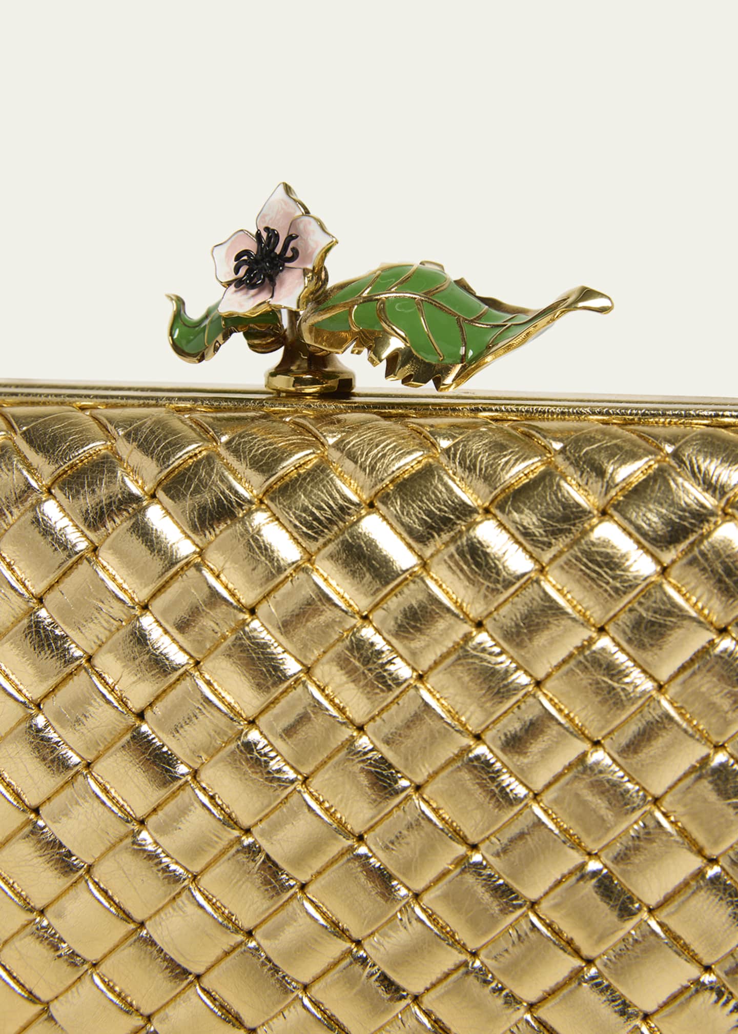 Bottega Veneta Knot Flower Metallic Leather Minaudiere Image 6 of 6