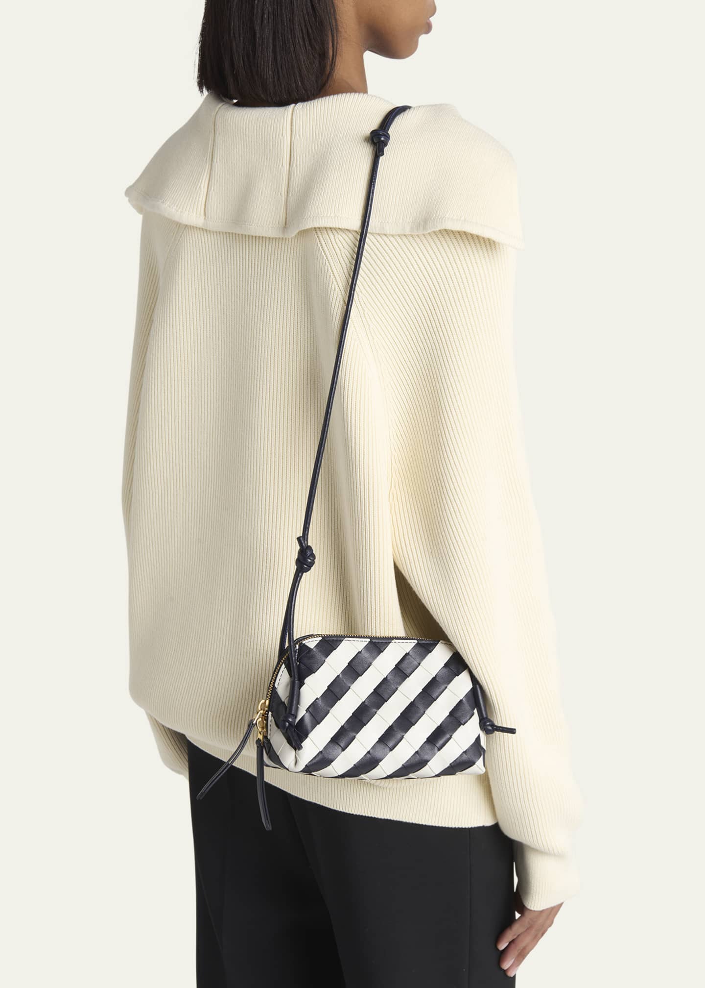 Bottega Veneta Concert Striped Leather Pouch Crossbody Bag
