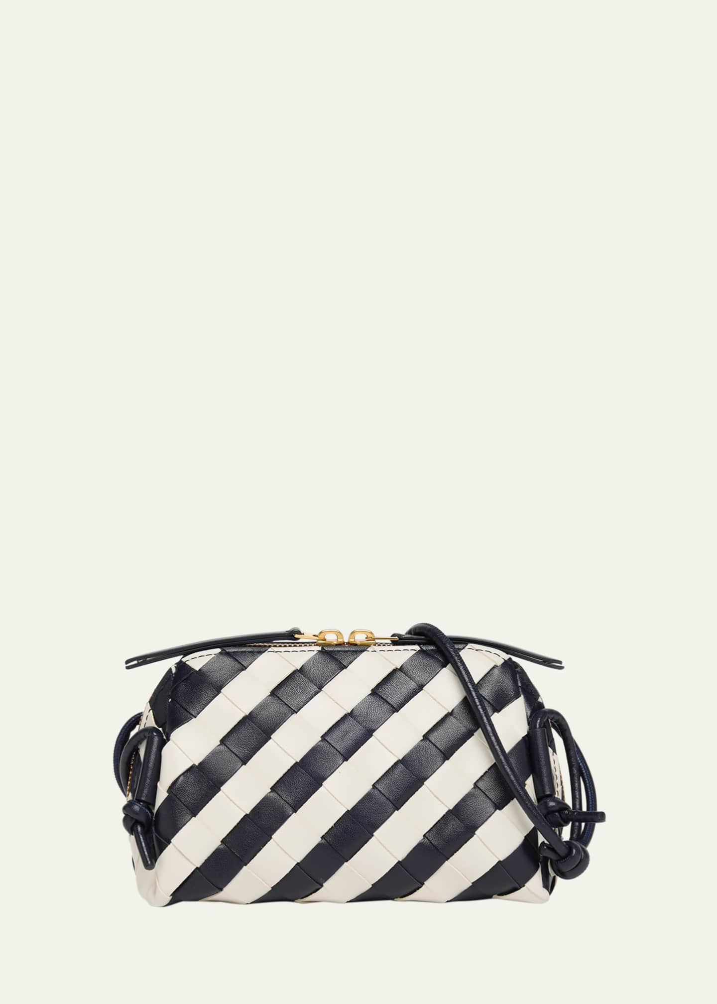 最高級 Concert Veneta Bottega Striped Bag Crossbody Pouch Leather 靴