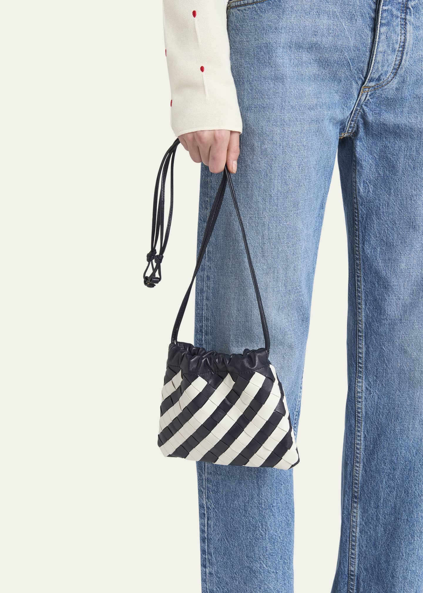 Bottega Veneta Small Striped Leather Pouch Crossbody Bag Image 2 of 6