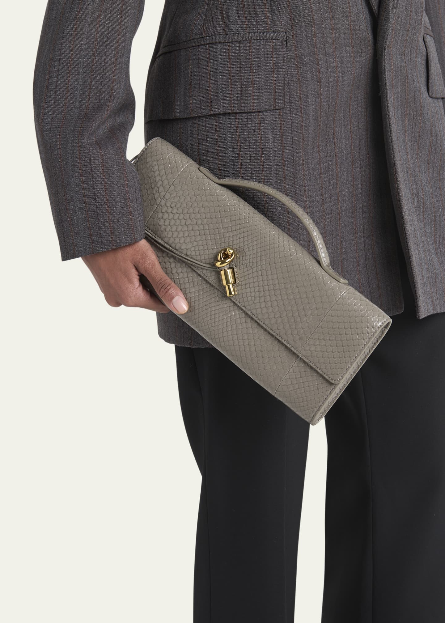 Bottega Veneta Andiamo Python Long Clutch Bag Image 2 of 6