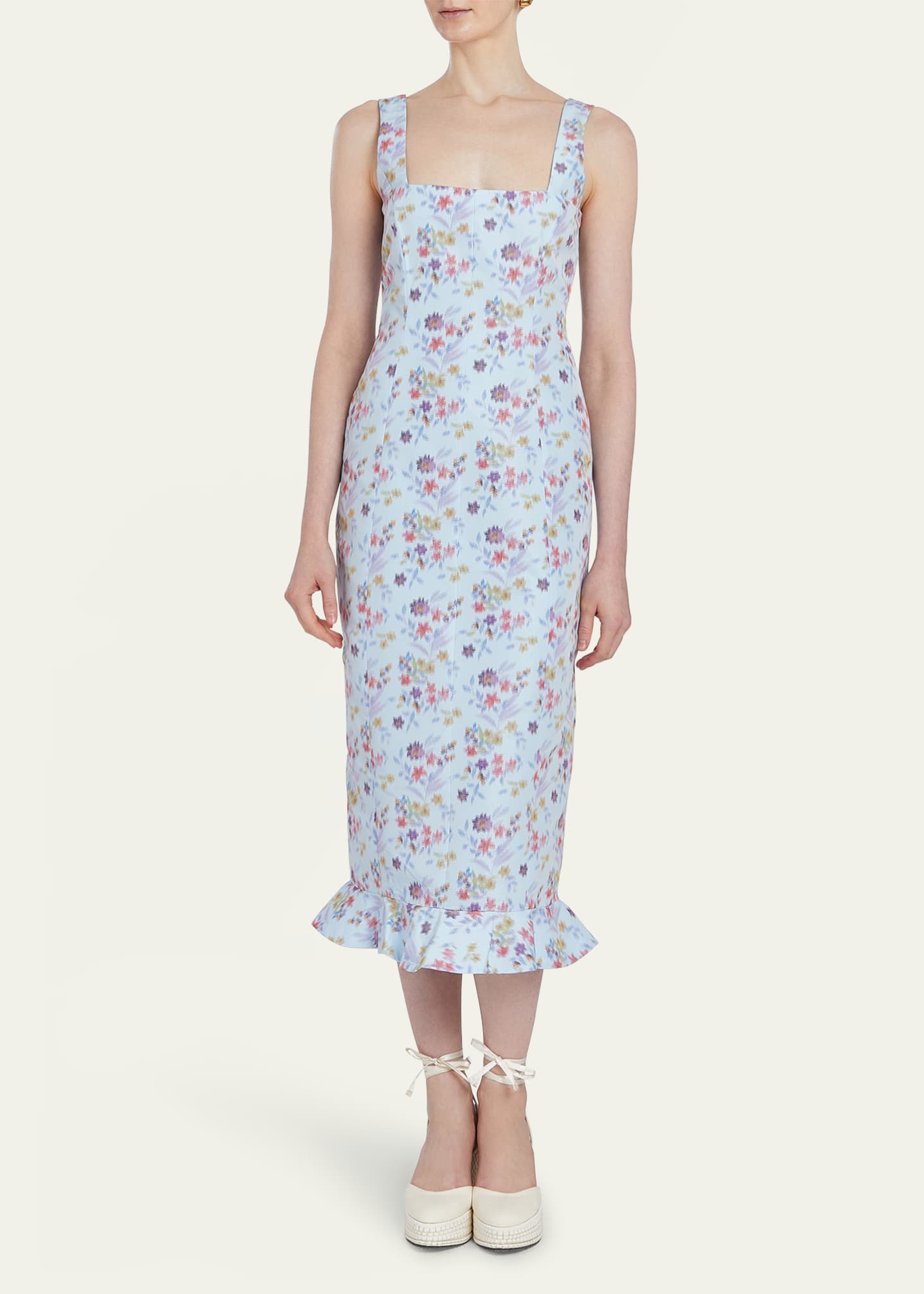 Markarian Tabitha Floral Ikat Corset Flounce Hem Dress Image 2 of 3