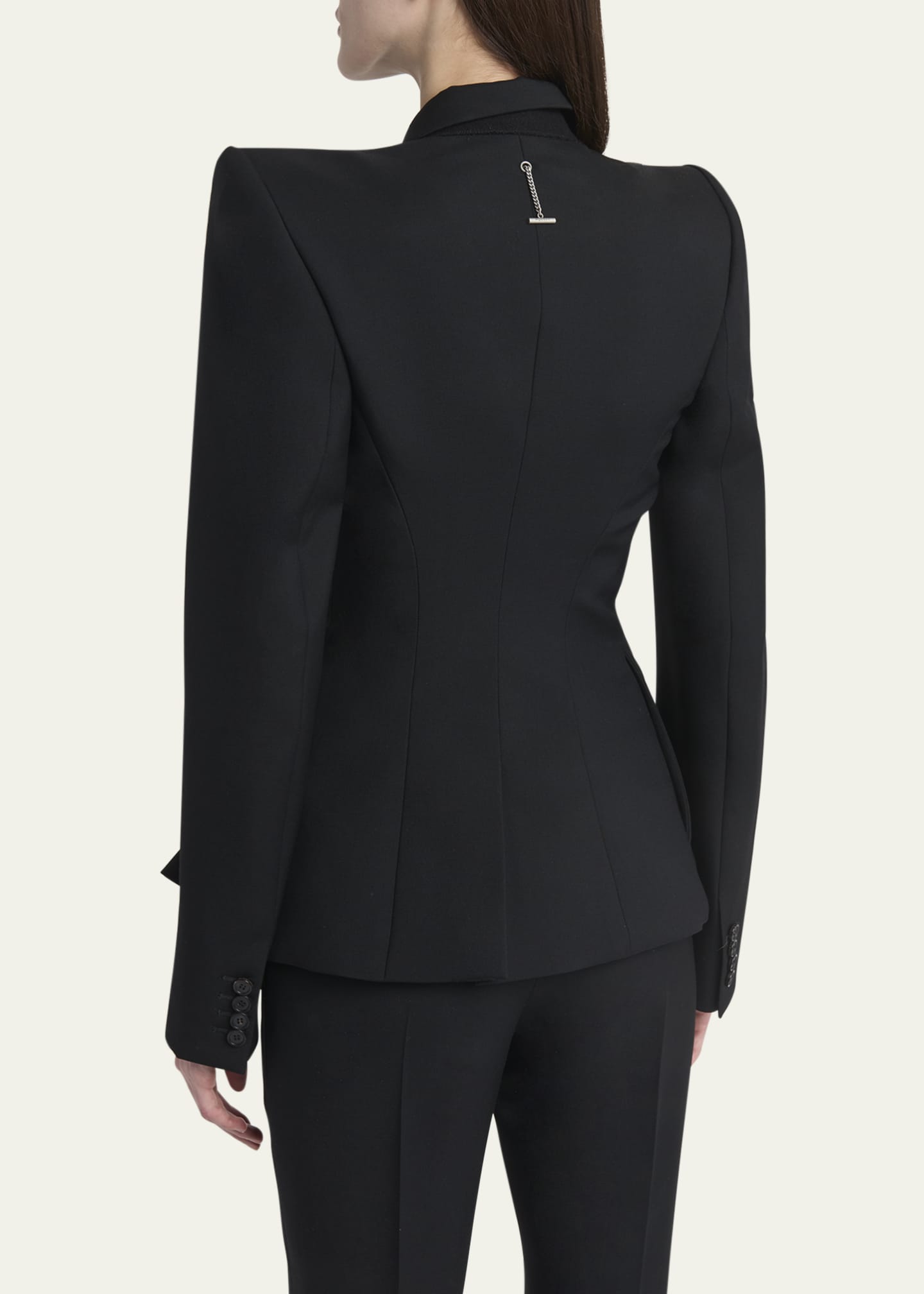 McQueen Gathered Side Fitted Wool Blazer Image 3 of 5