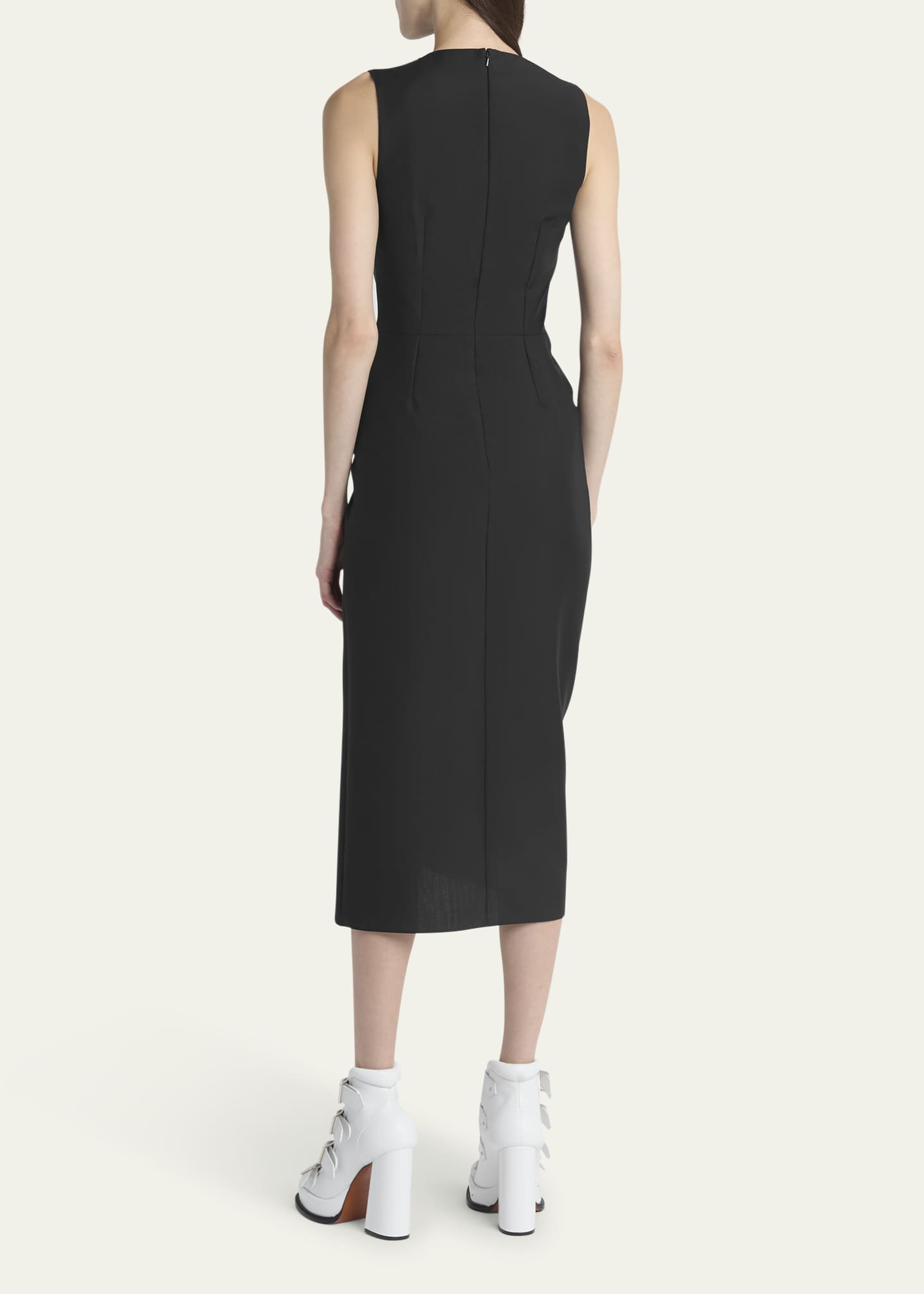 McQueen Gathered Side Wool Midi Dress Image 3 of 5