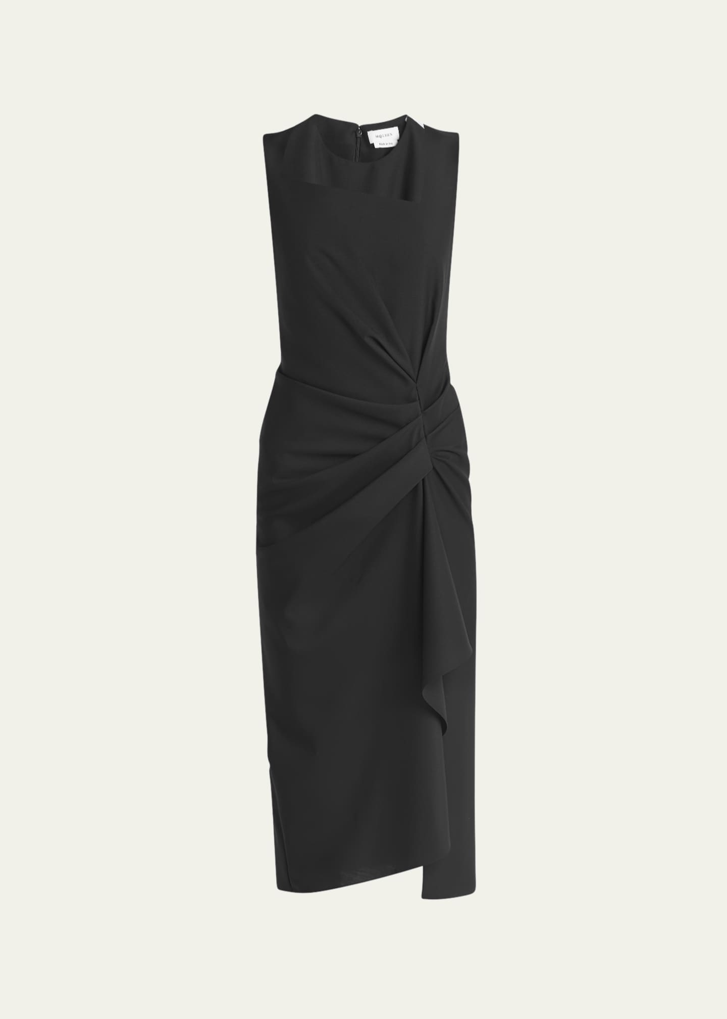 McQueen Gathered Side Wool Midi Dress Image 1 of 5