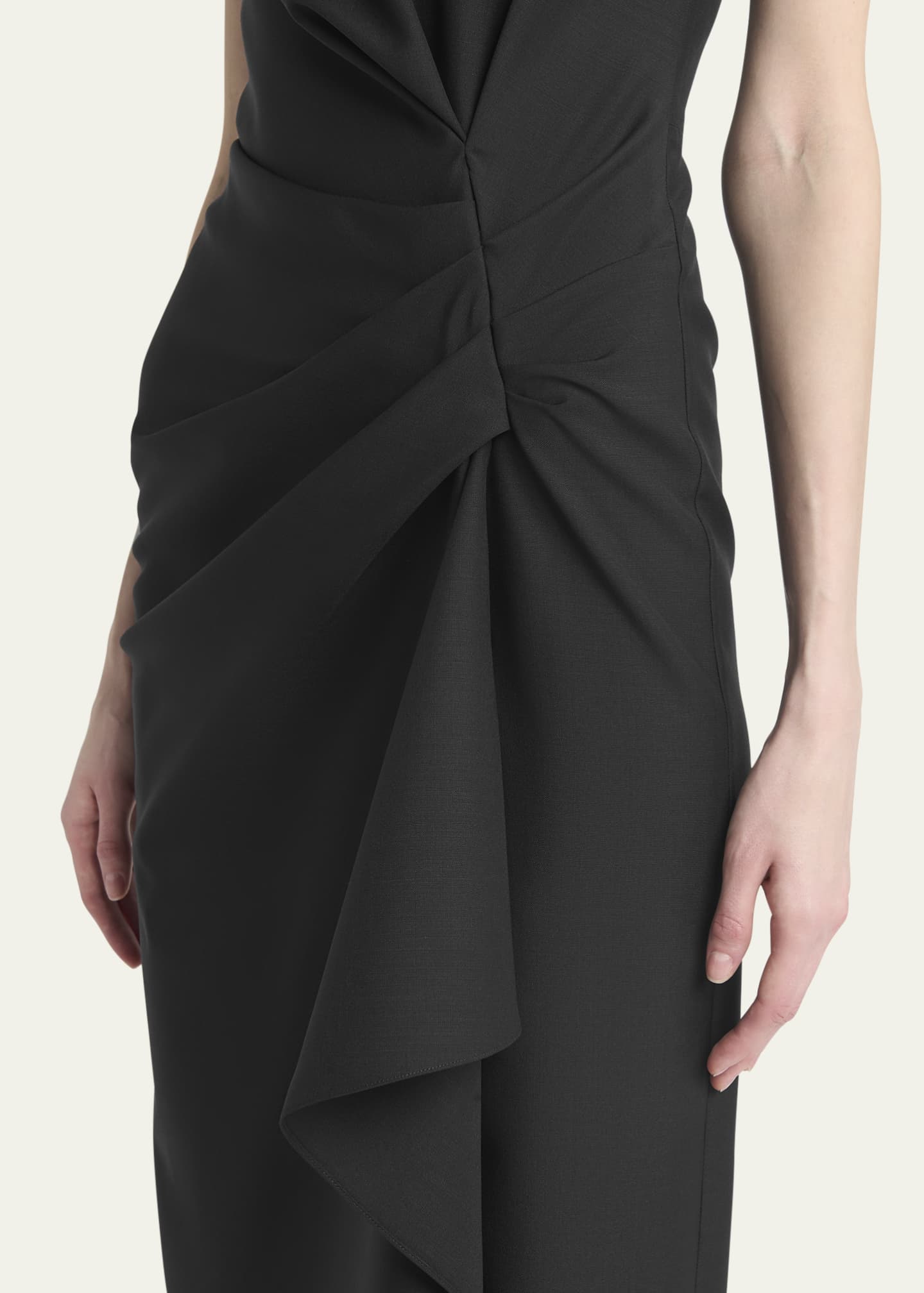 McQueen Gathered Side Wool Midi Dress Image 5 of 5