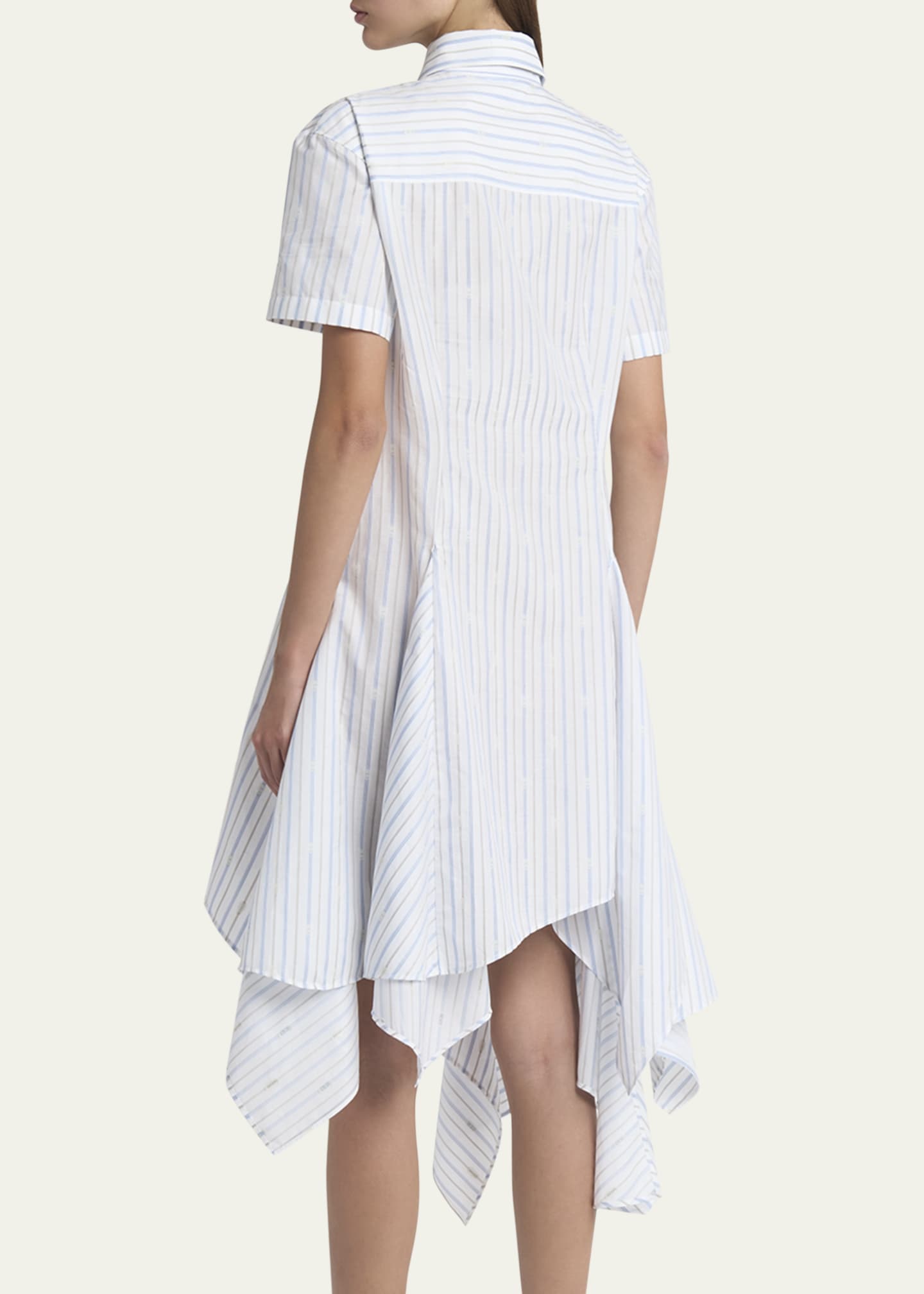 McQueen Stripe Skull Embroidered Asymmetric Shirtdress Image 3 of 5