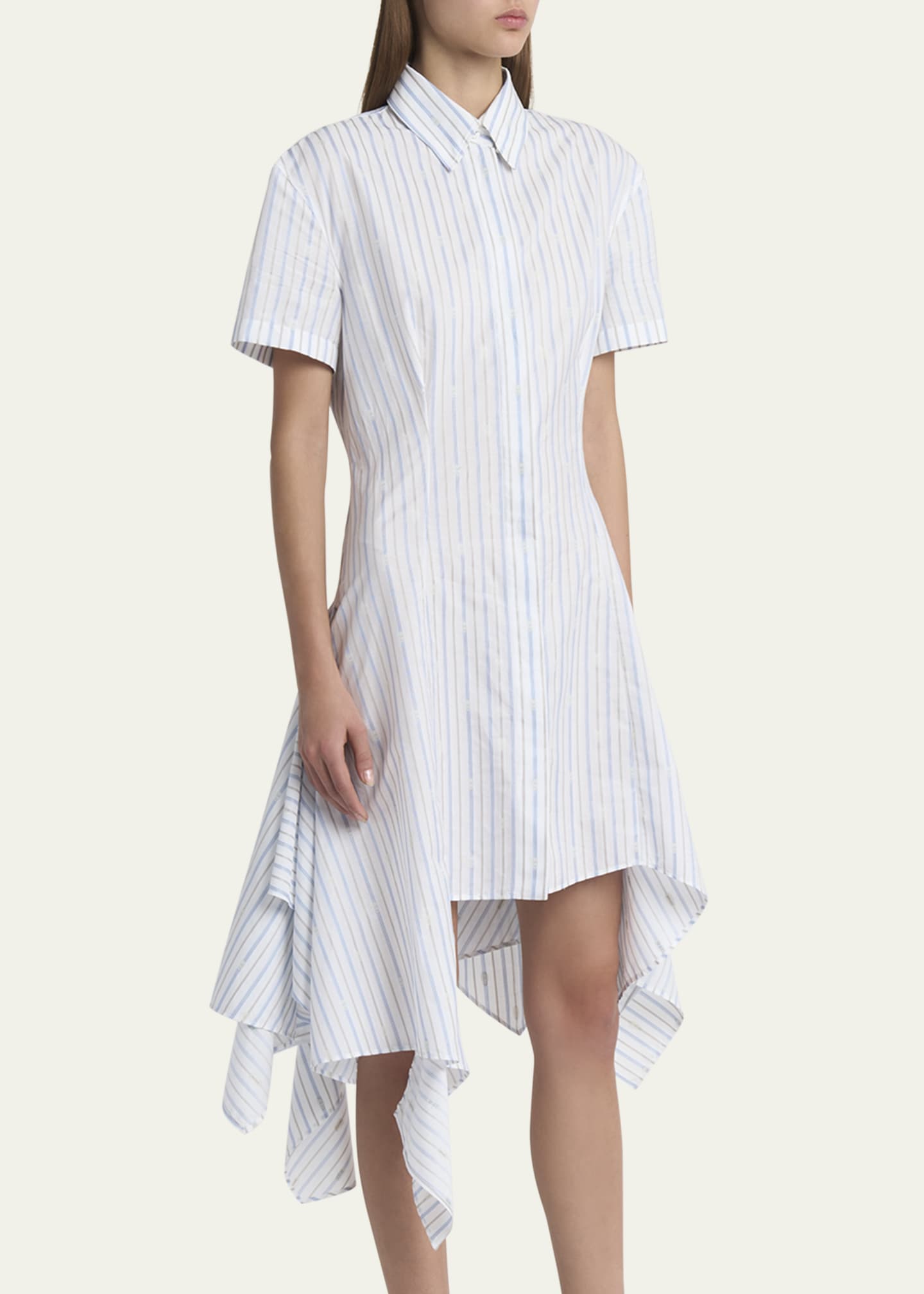 McQueen Stripe Skull Embroidered Asymmetric Shirtdress Image 4 of 5