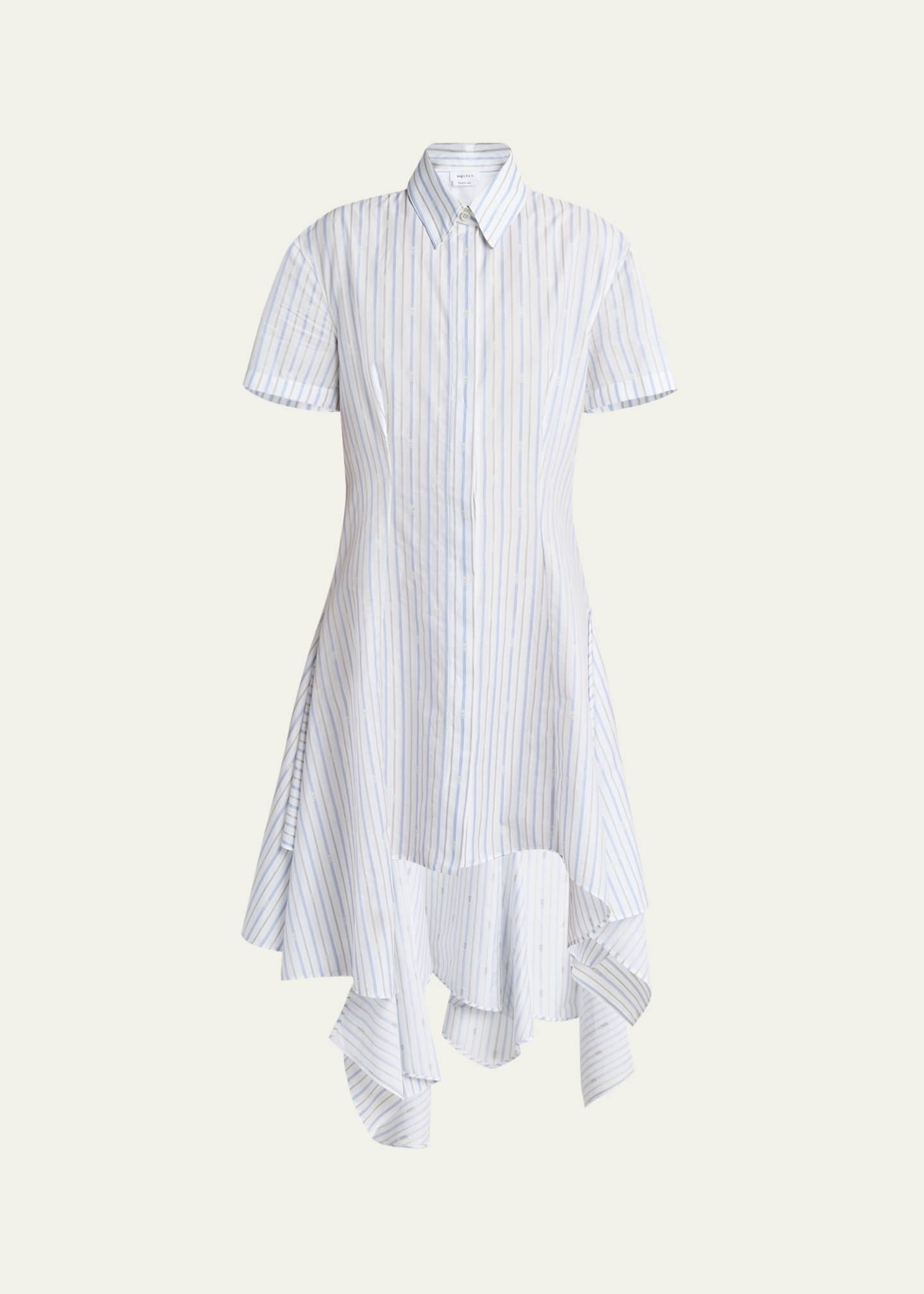 McQueen Stripe Skull Embroidered Asymmetric Shirtdress Image 1 of 5