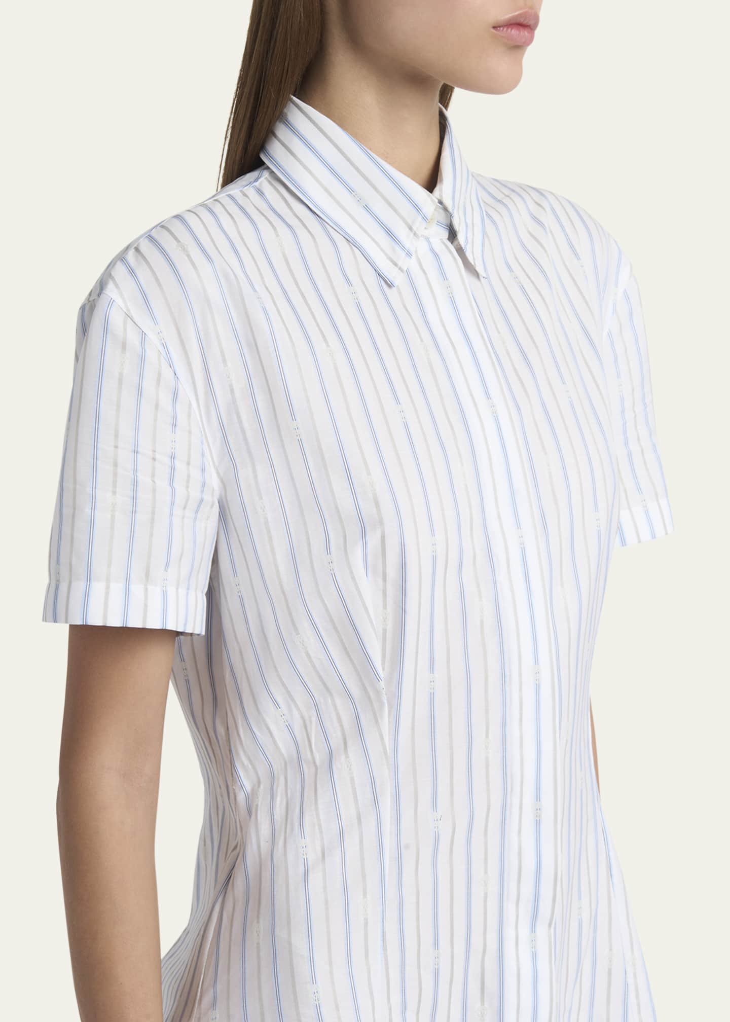 McQueen Stripe Skull Embroidered Asymmetric Shirtdress Image 5 of 5