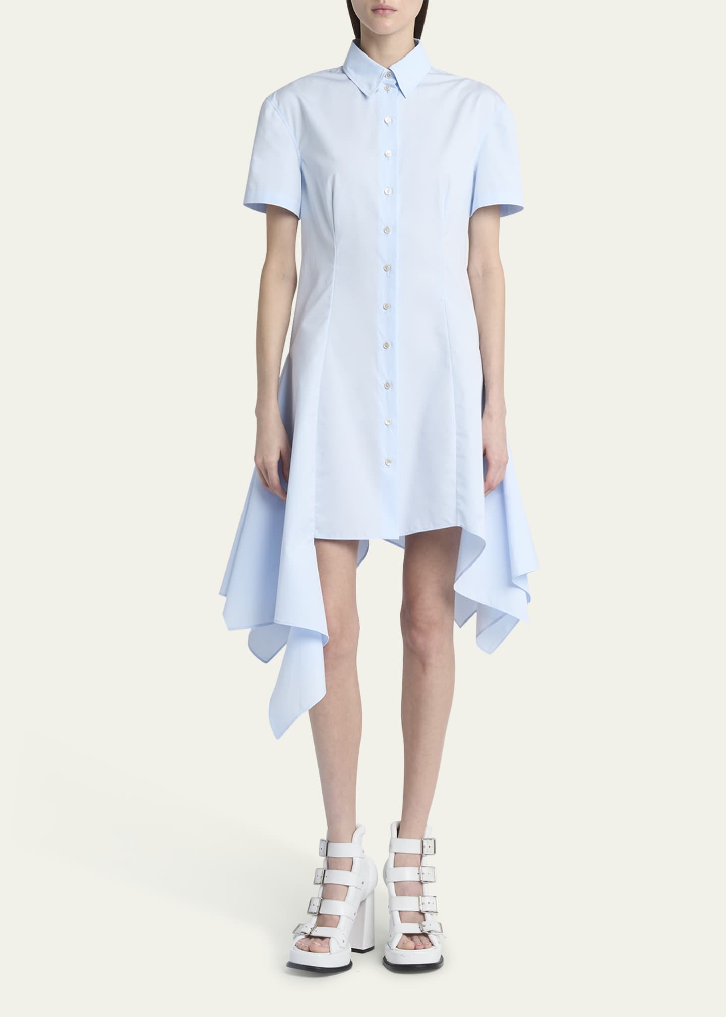 McQueen Asymmetric Poplin Shirtdress Image 2 of 5