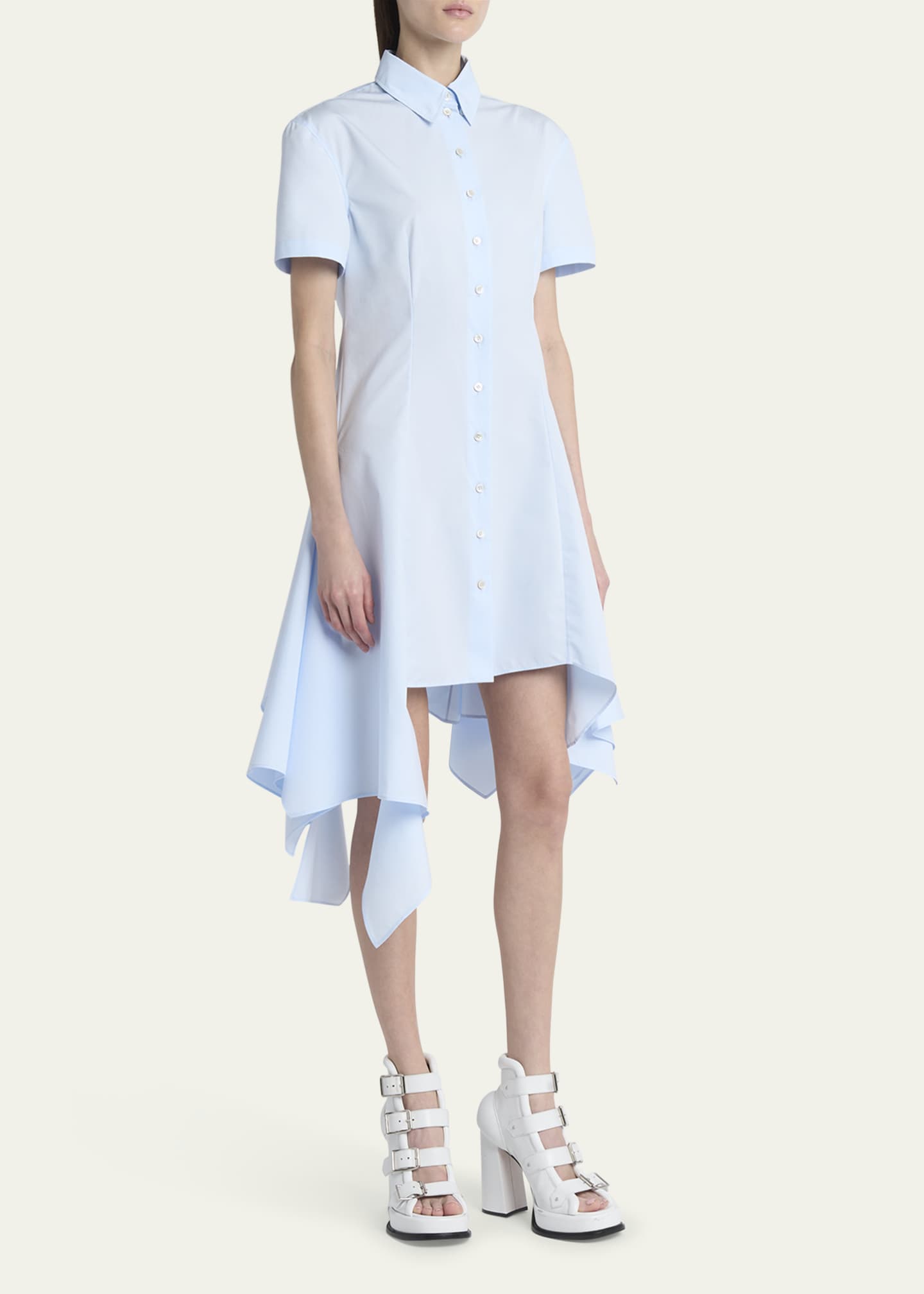 McQueen Asymmetric Poplin Shirtdress Image 4 of 5