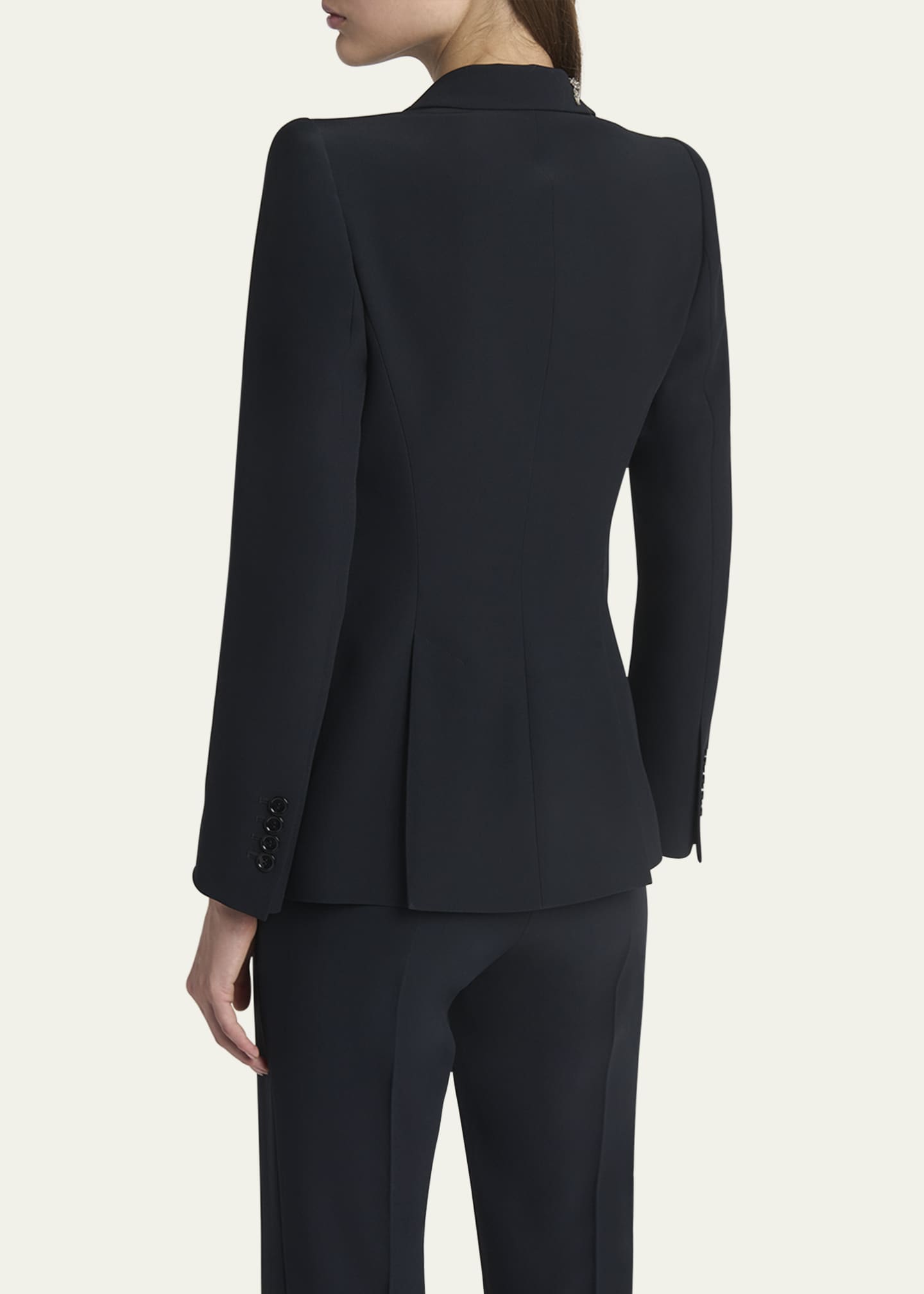 McQueen Floral Crystal One-Button Crepe Blazer Image 3 of 5
