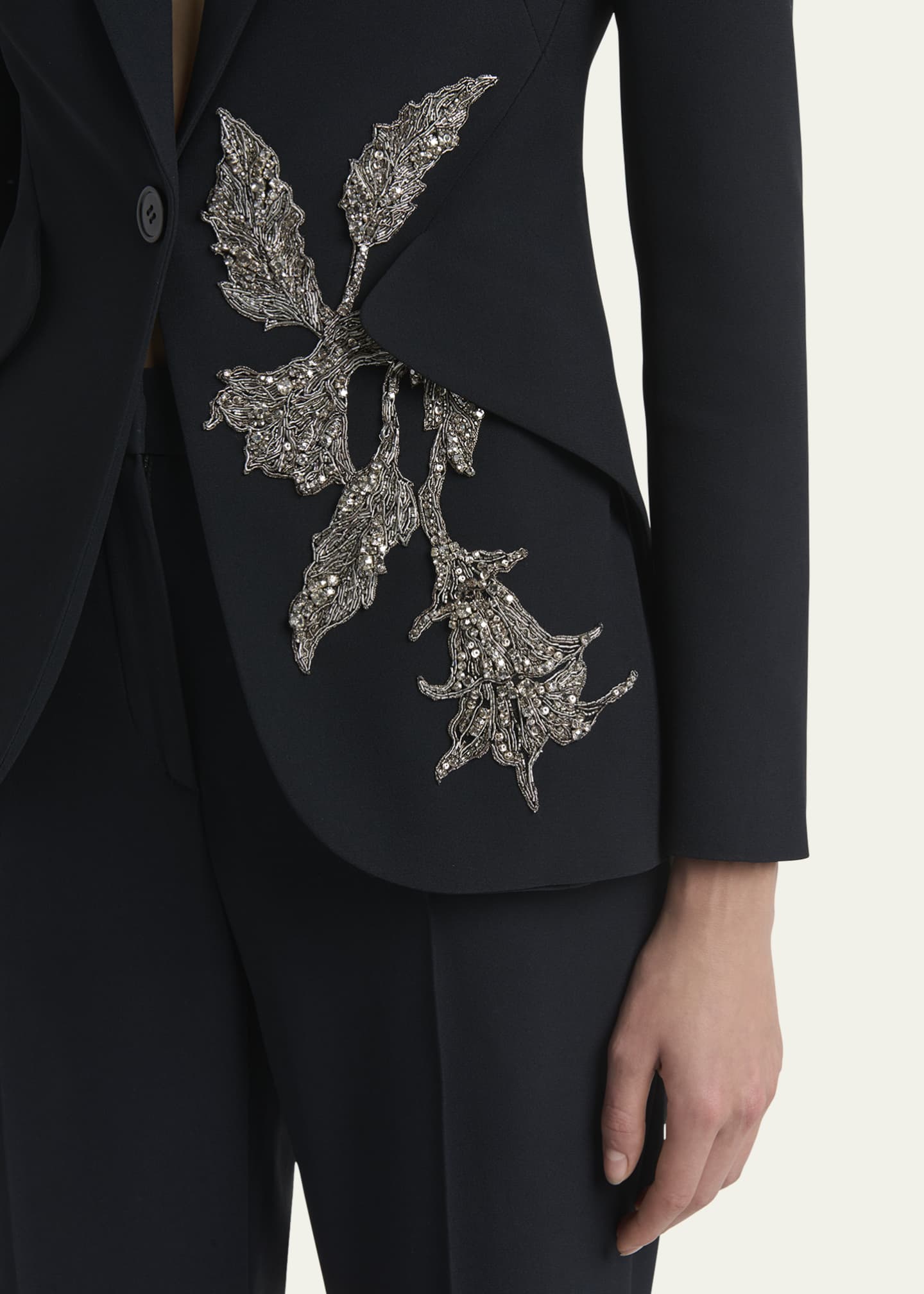 McQueen Floral Crystal One-Button Crepe Blazer Image 5 of 5