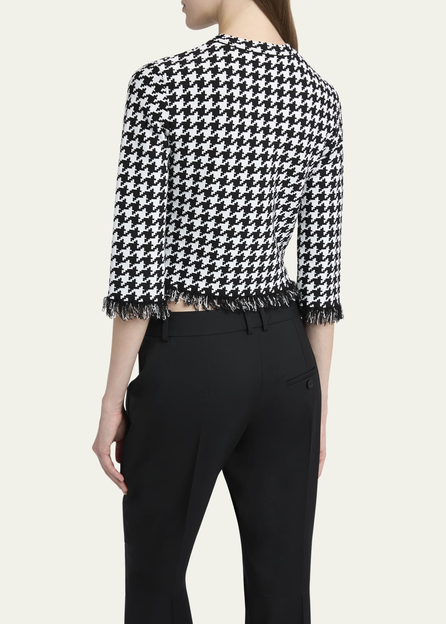 McQueen Houndstooth Fringe Knit Cardigan Image 3 of 5