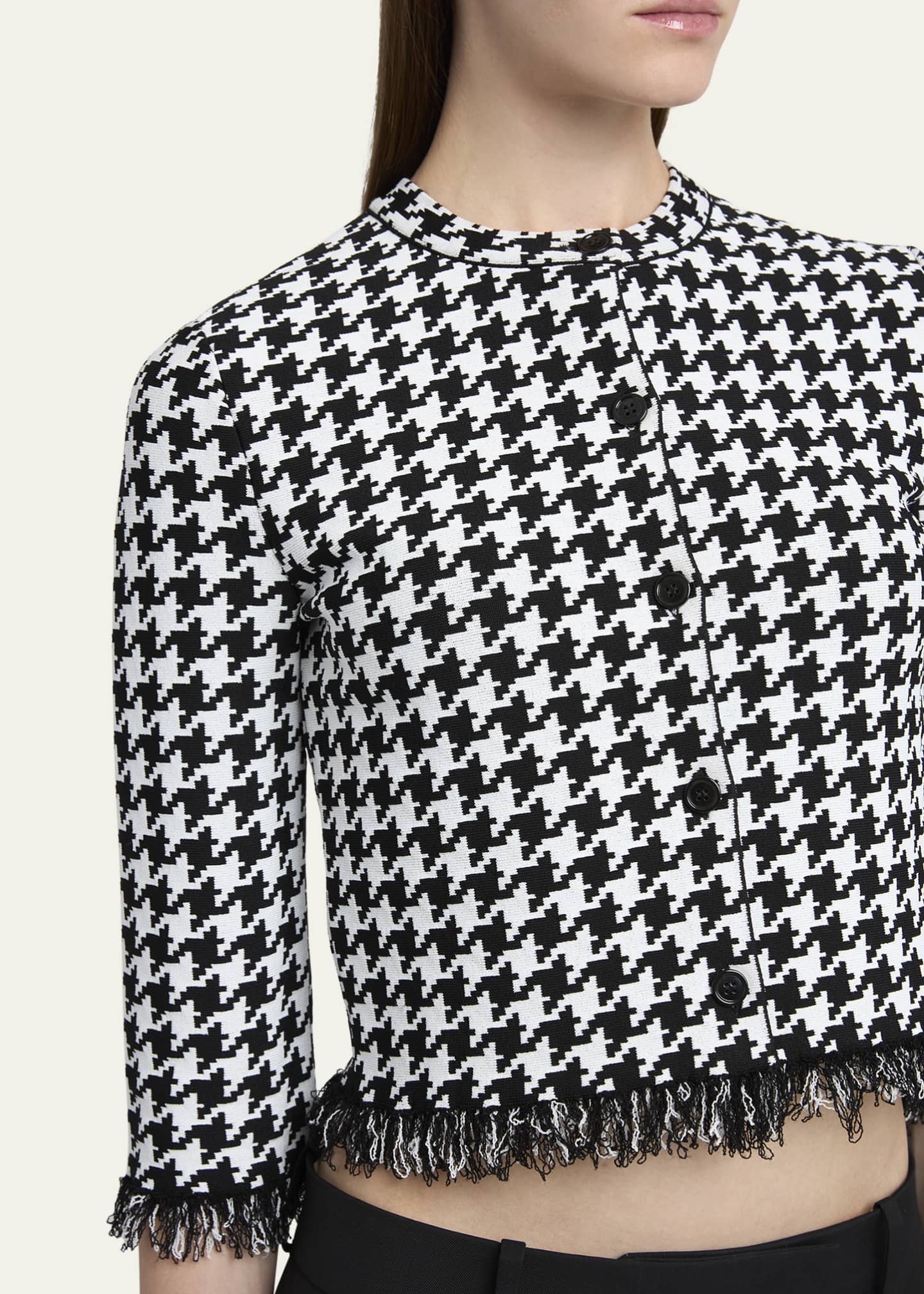 McQueen Houndstooth Fringe Knit Cardigan Image 5 of 5