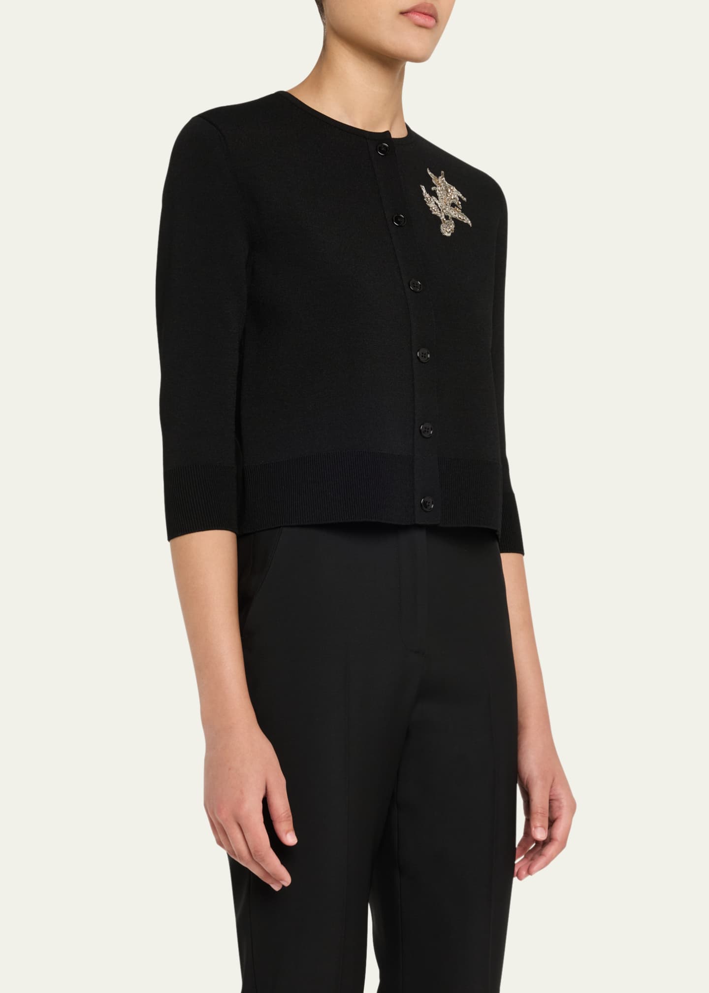 McQueen Floral Crystal Knit Cardigan Image 4 of 5