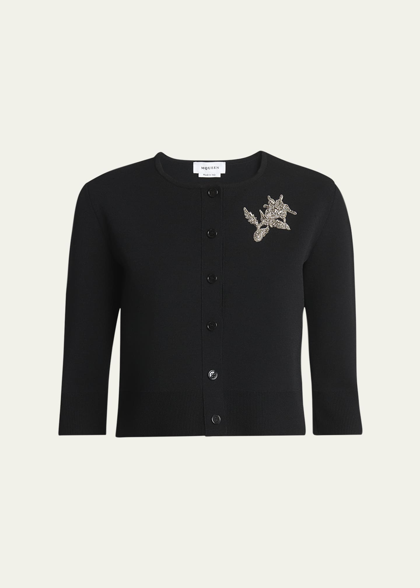 McQueen Floral Crystal Knit Cardigan Image 1 of 5