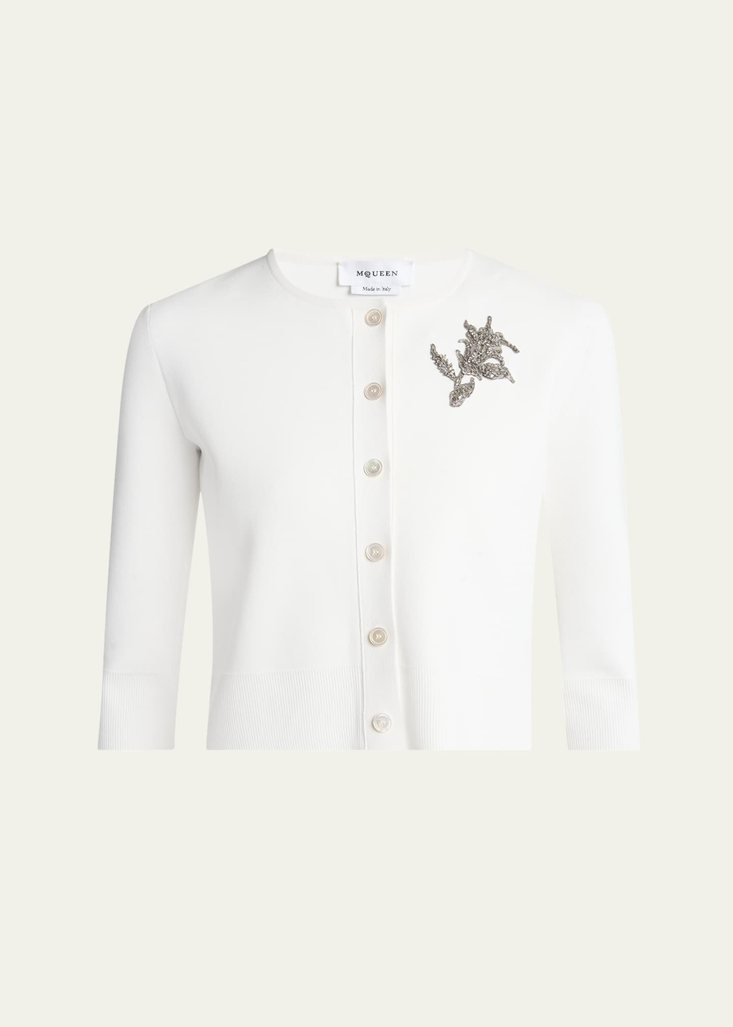 McQueen Floral Crystal Knit Cardigan Image 1 of 5