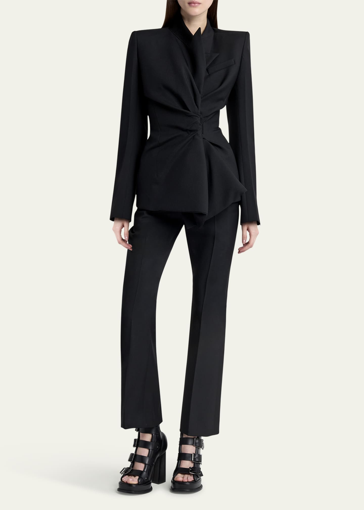 McQueen Tailored Cropped Wool Trousers Image 2 of 5