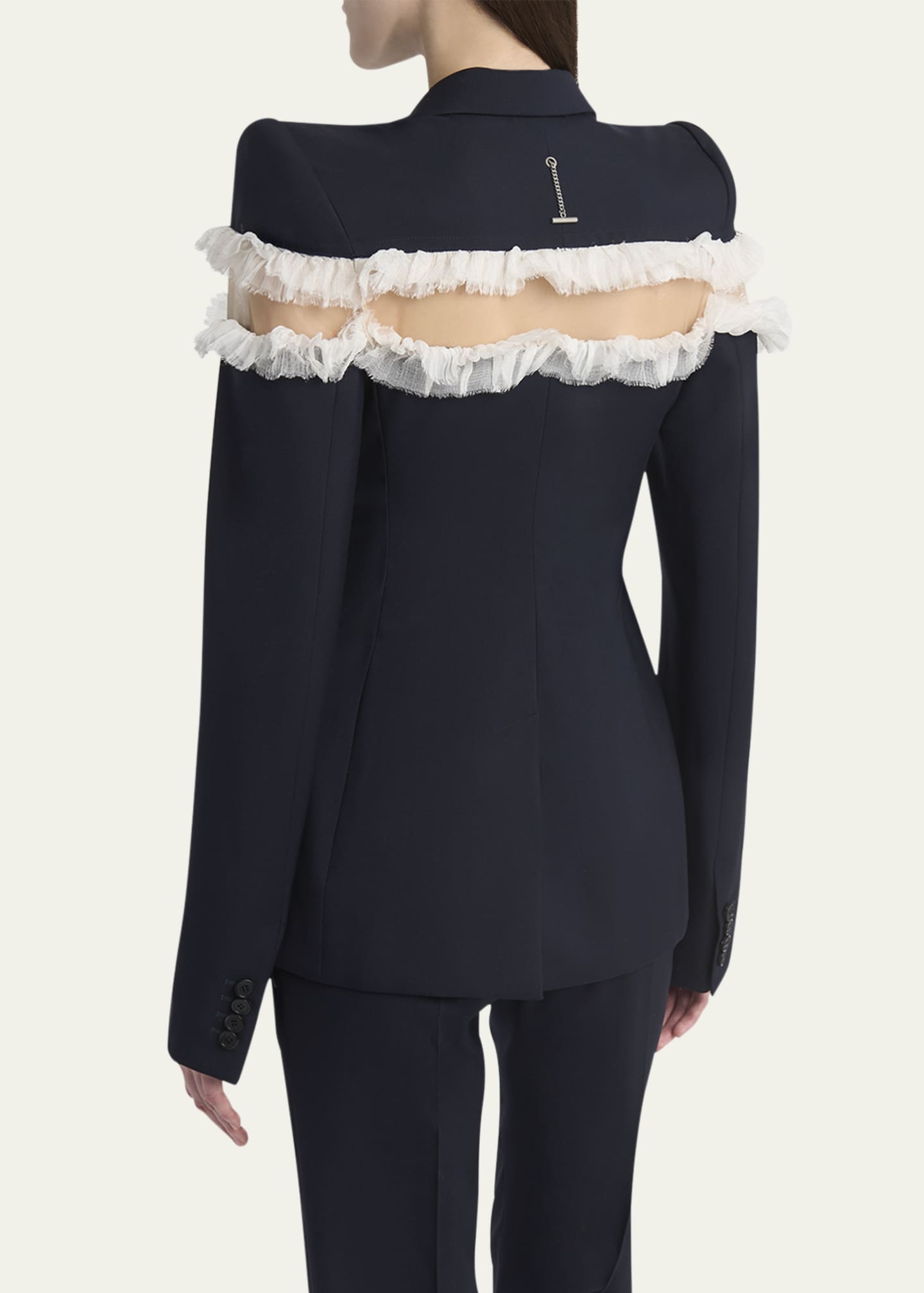 McQueen Ruffle Inset Single-Breasted Blazer Image 3 of 5
