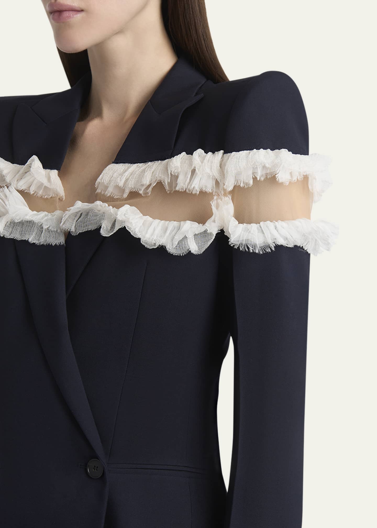 McQueen Ruffle Inset Single-Breasted Blazer Image 5 of 5